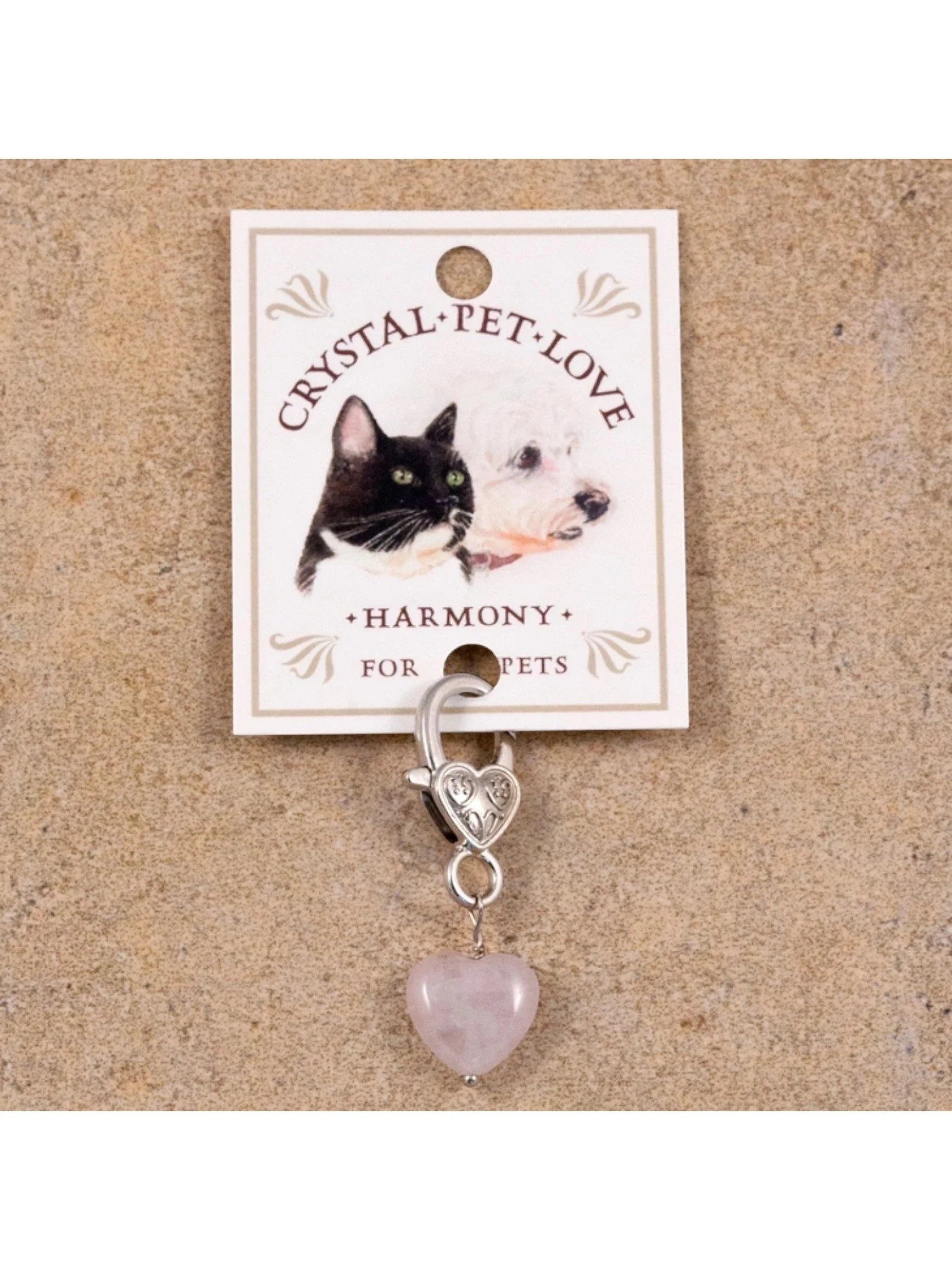 Harmony Rose Quartz Crystal Pet Pendant For Holistic Support