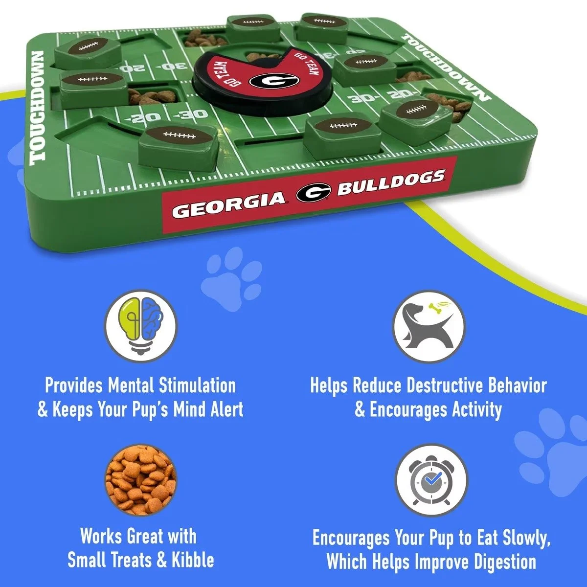 Pets First Georgia Bulldogs treat dispensing dog puzzle toy with rotating team logo spinner (3).jpg