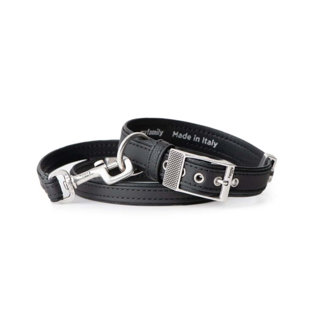 MyFamily Bilbao black synthetic fiber dog collar