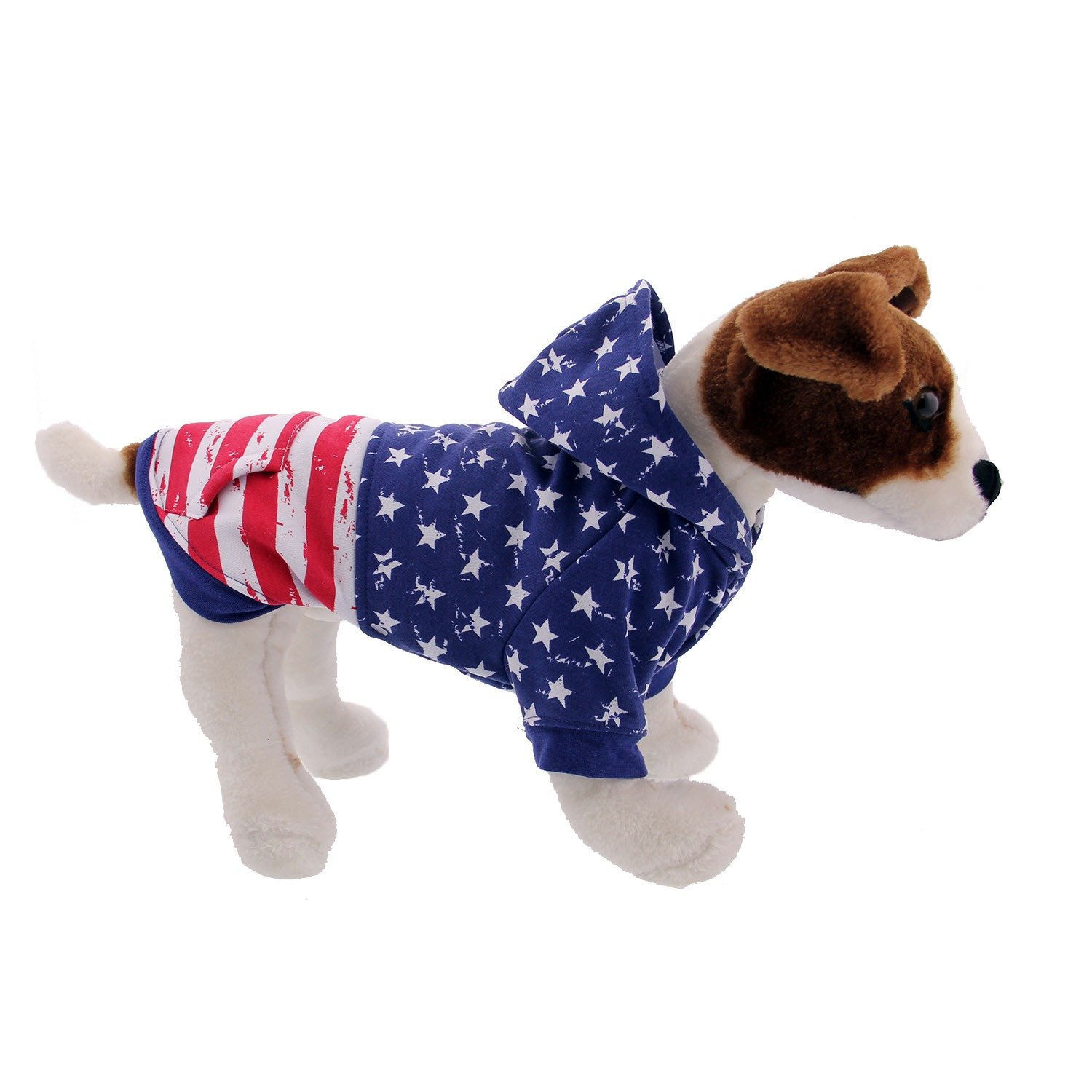 Zack & Zoey distressed American flag dog hoodie in red white and blue