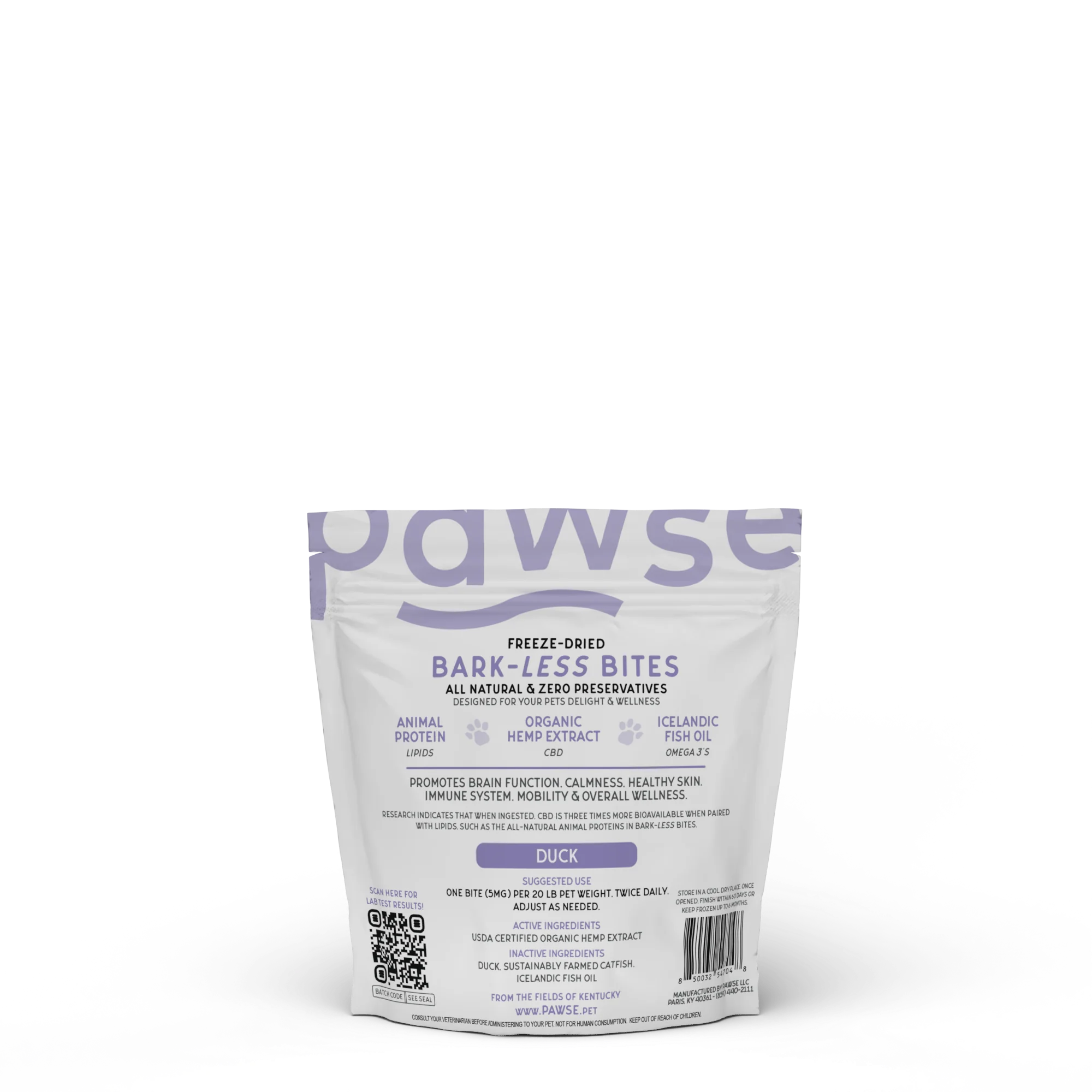 Pawse Bark Less Bites duck calming treats for dogs