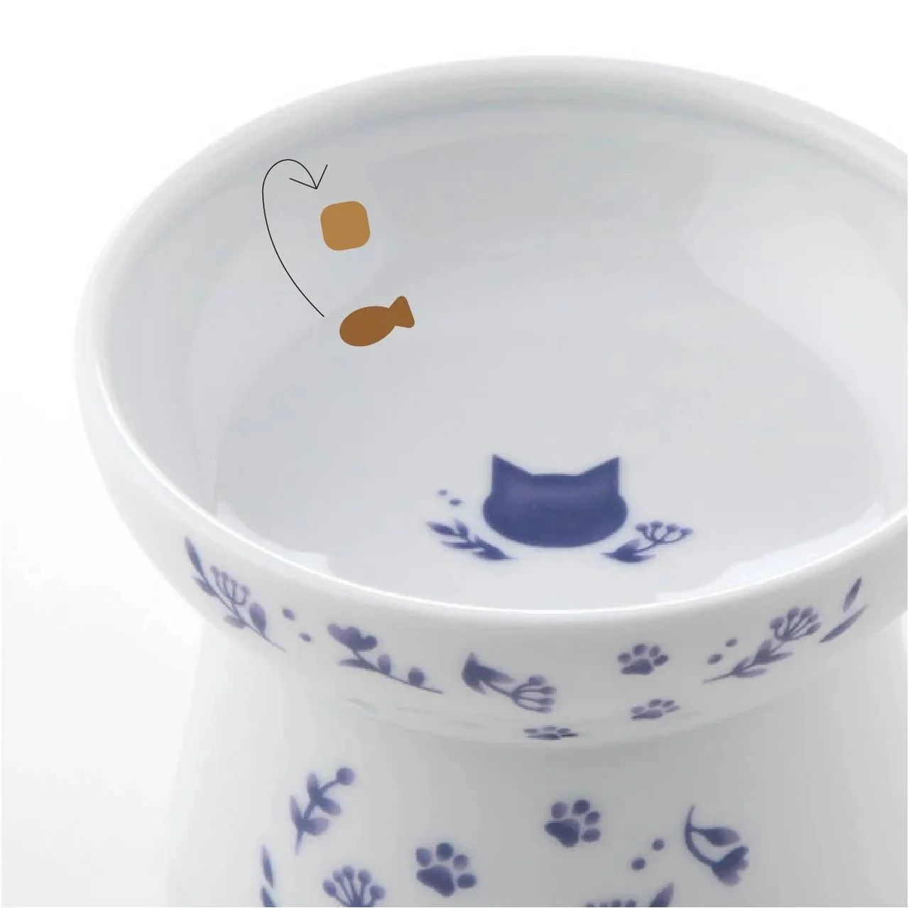 Necoichi raised porcelain cat food bowl in Nordic Blue (1).jpg