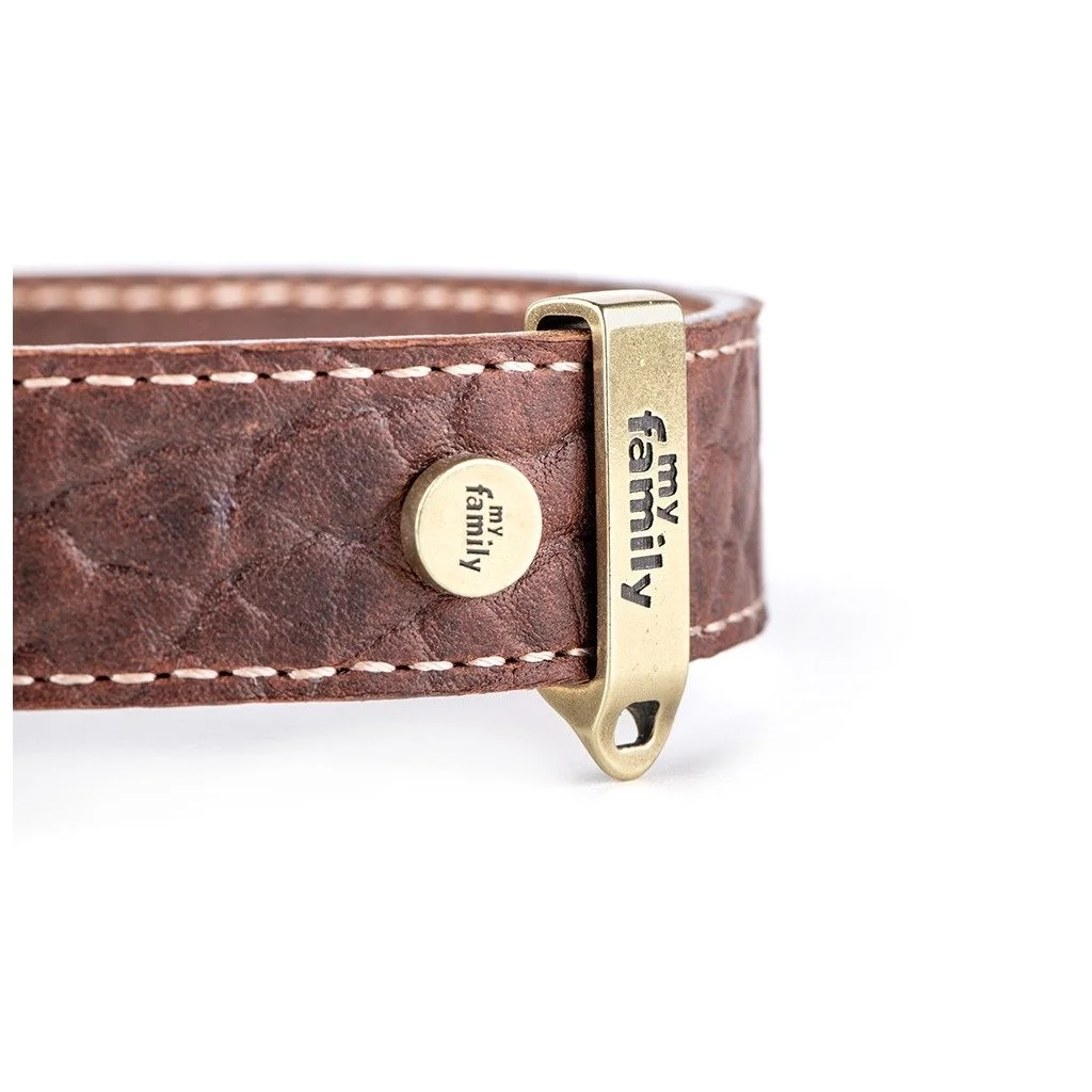 MyFamily El Paso brown genuine leather dog collar