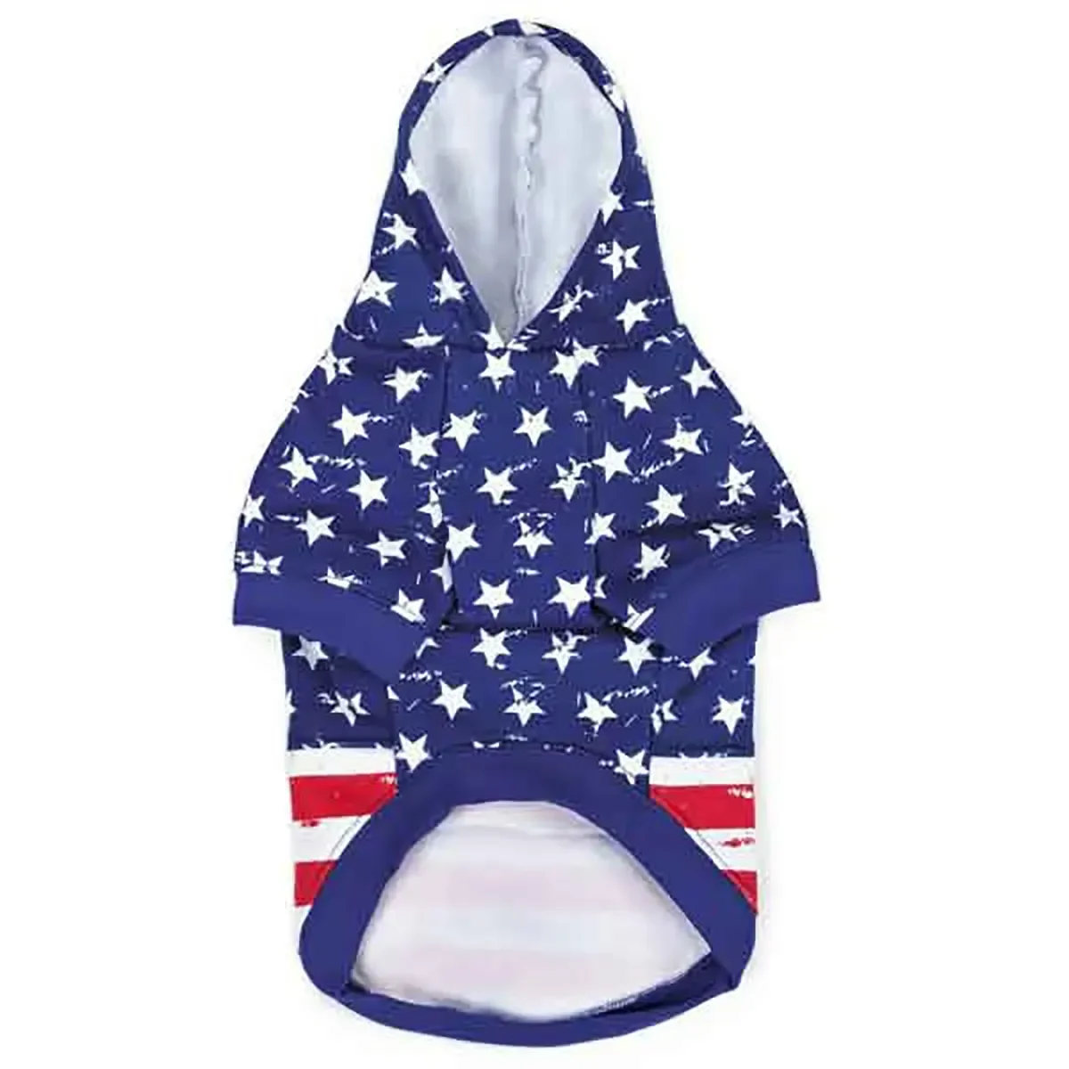 Zack & Zoey distressed American flag dog hoodie in red white and blue