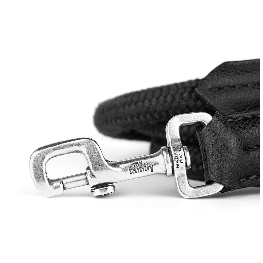MyFamily Bilbao black synthetic fiber and rope dog leash