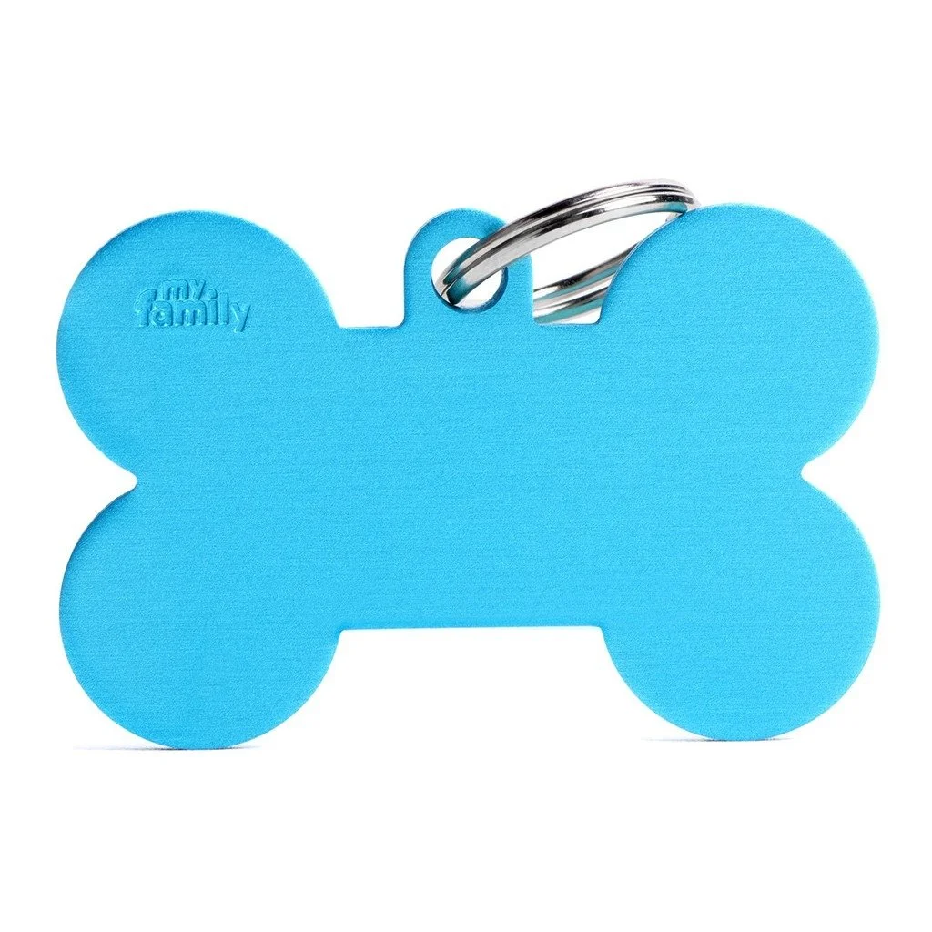 MyFamily Basic XL Bone ID Tag | Light Blue Aluminum
