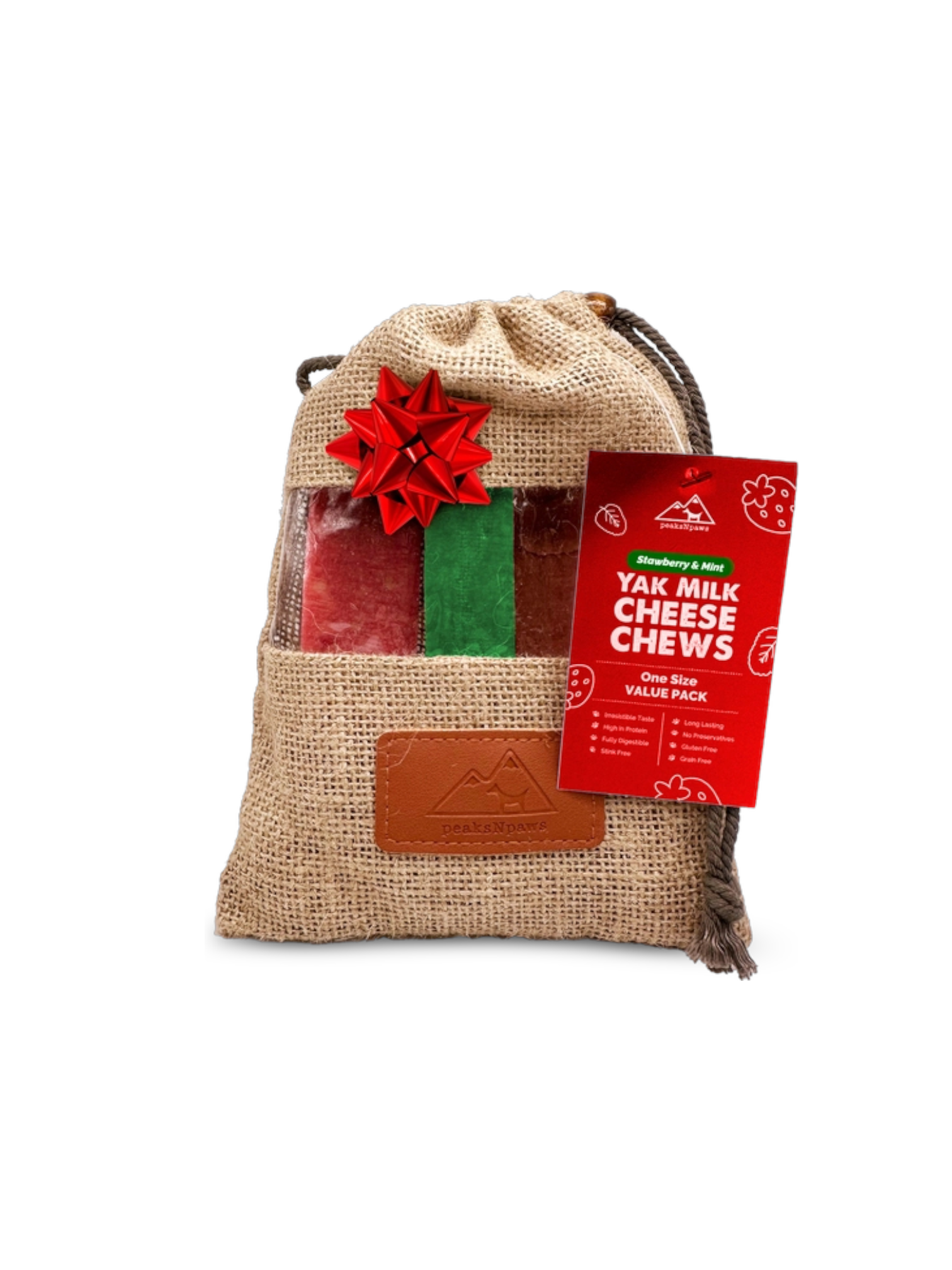 Holiday Yak Milk Chew Pack - Mint and Strawberry | 3 Pack | Peaks N Paws