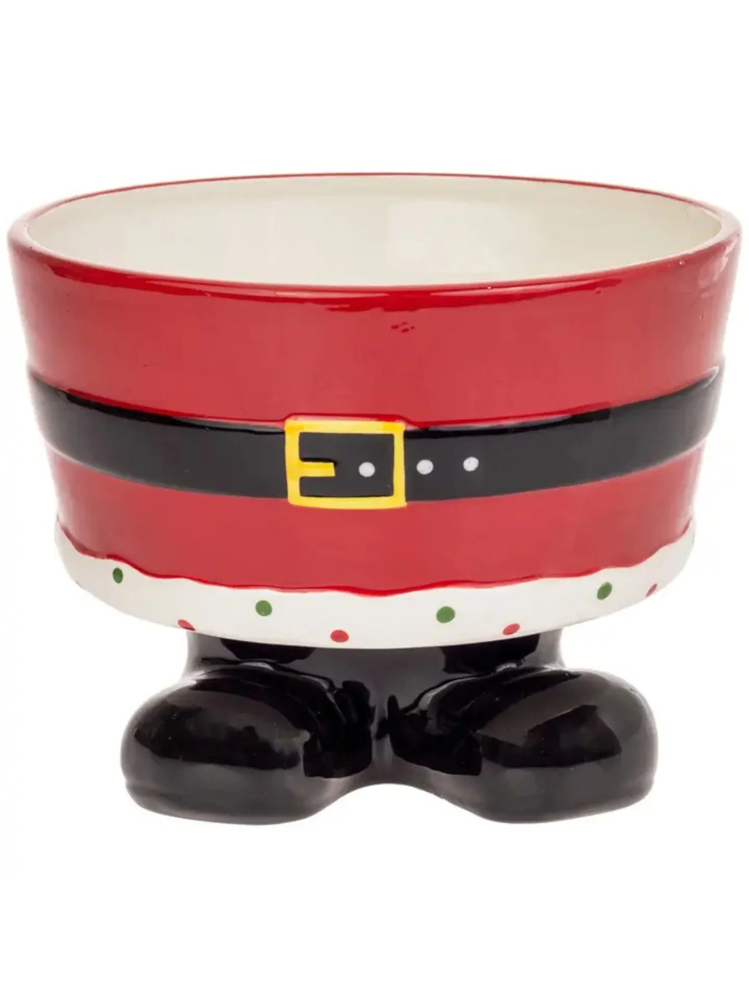 Santa Belt Ceramic Footed Bowl 8"