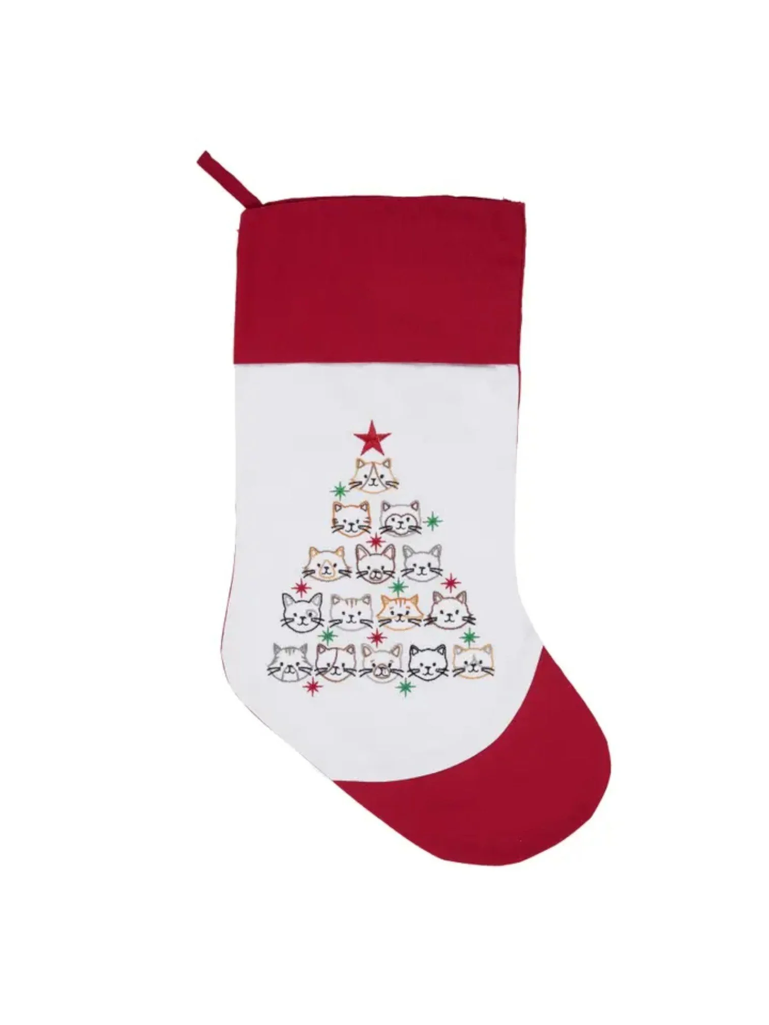 Christmas Cat Face Tree Stocking