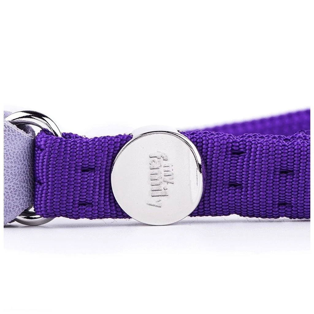 MyFamily Milano purple Italian nylon and rope dog leash with white bronze hardware