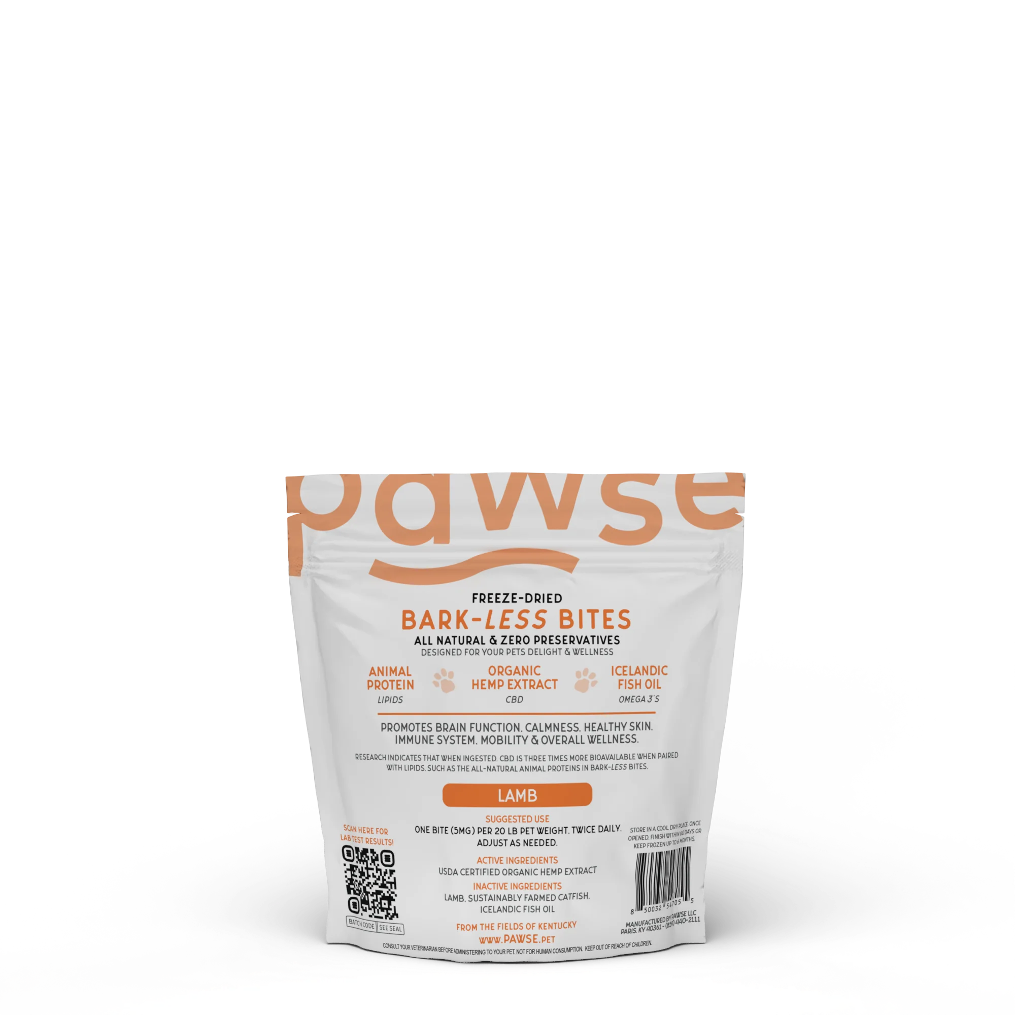 Pawse Bark Less Bites lamb calming treats for dogs