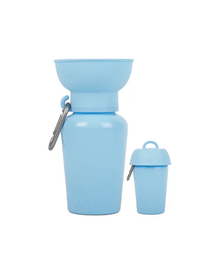 Springland+Pets+20+oz+Flip+travel+dog+water+bottle+in+Sky+Blue+with+collapsible+silicone+bowl+and+carabiner.png