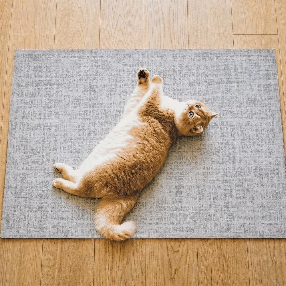 The Avalon Society multi-use waterproof pet mat in neutral gray Woven Sable crosshatch pattern (1).jpg
