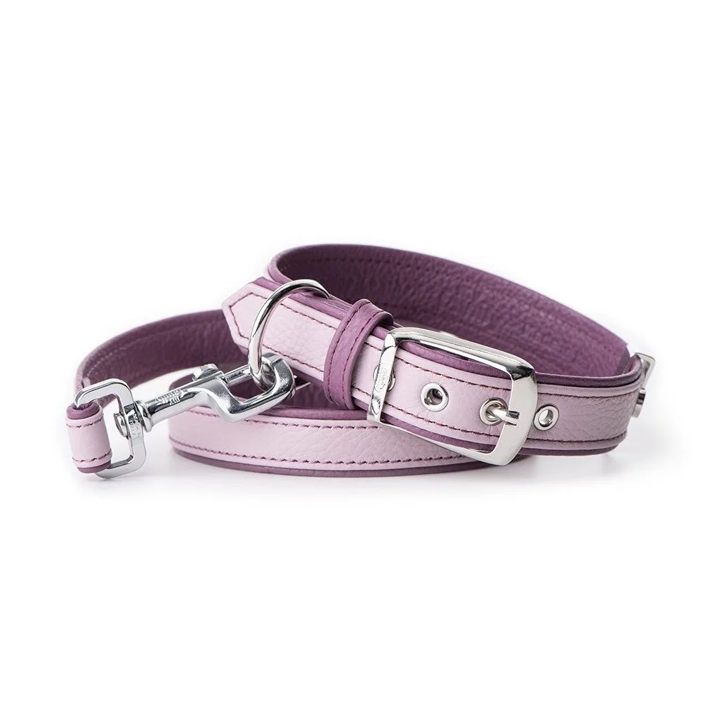 MyFamily Firenze light purple genuine leather dog collar