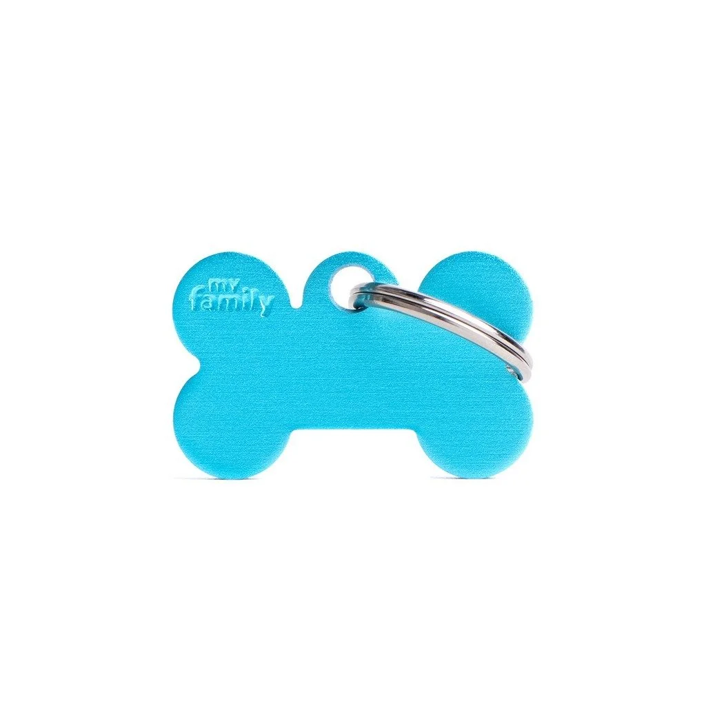 MyFamily Basic Small Bone ID Tag | Light Blue Aluminum