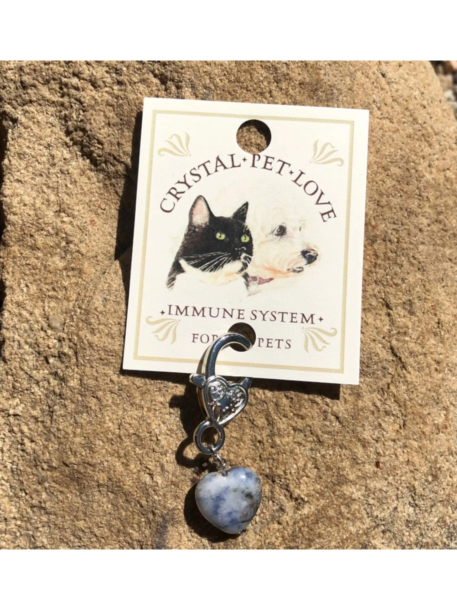 Sodalite Heart Crystal Pet Pendant For Holistic Support