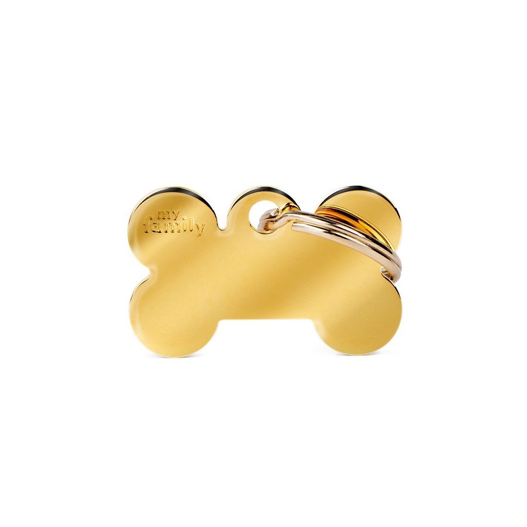 MyFamily Basic Small Bone ID Tag | Gold Plated Brass