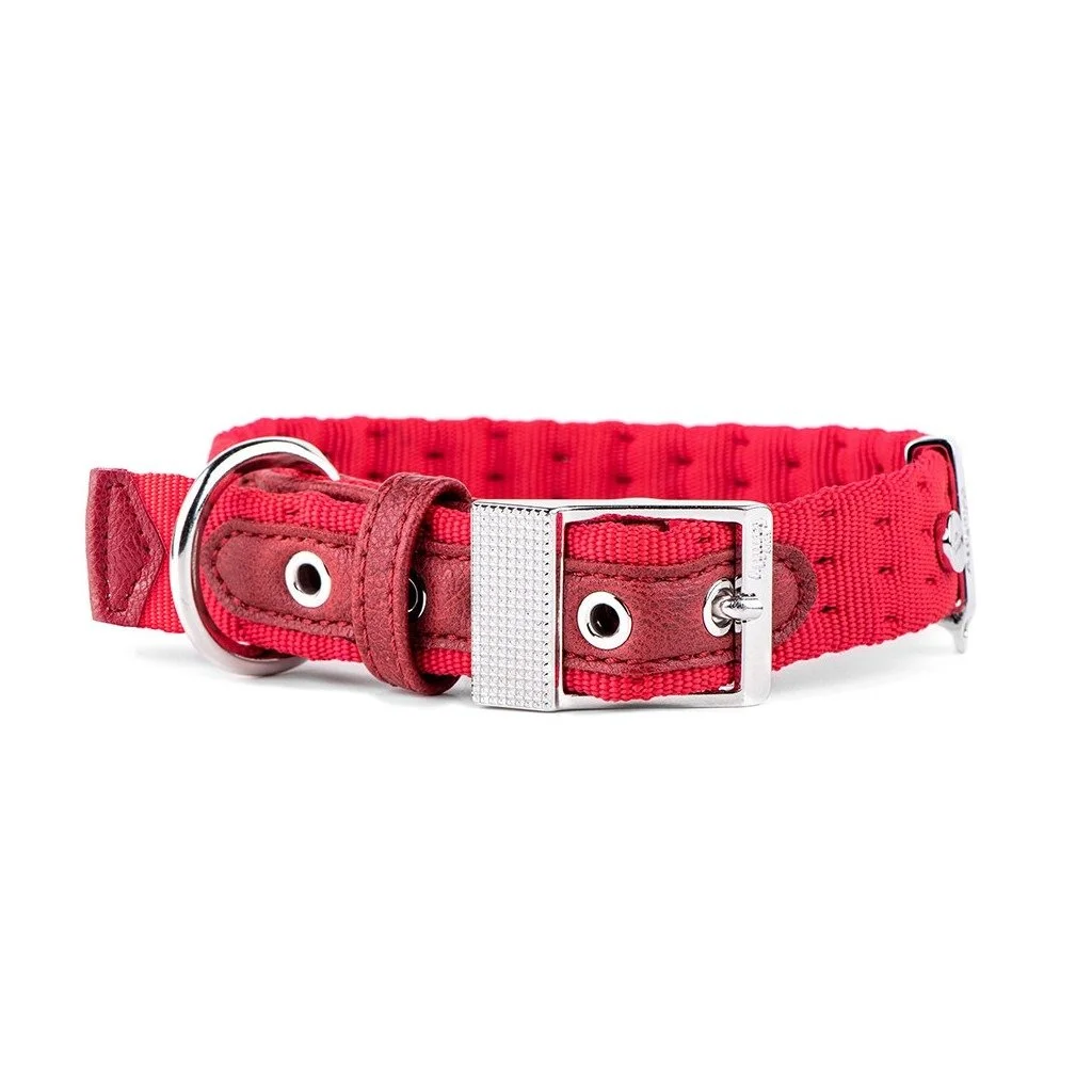 MyFamily Milano Red Italian Nylon Dog Collar