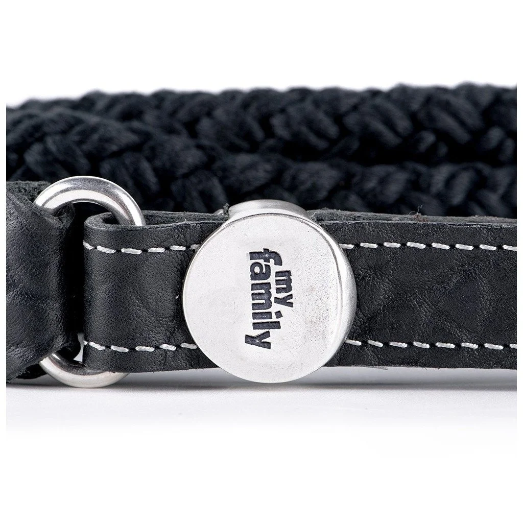 MyFamily El Paso black genuine leather and rope dog leash