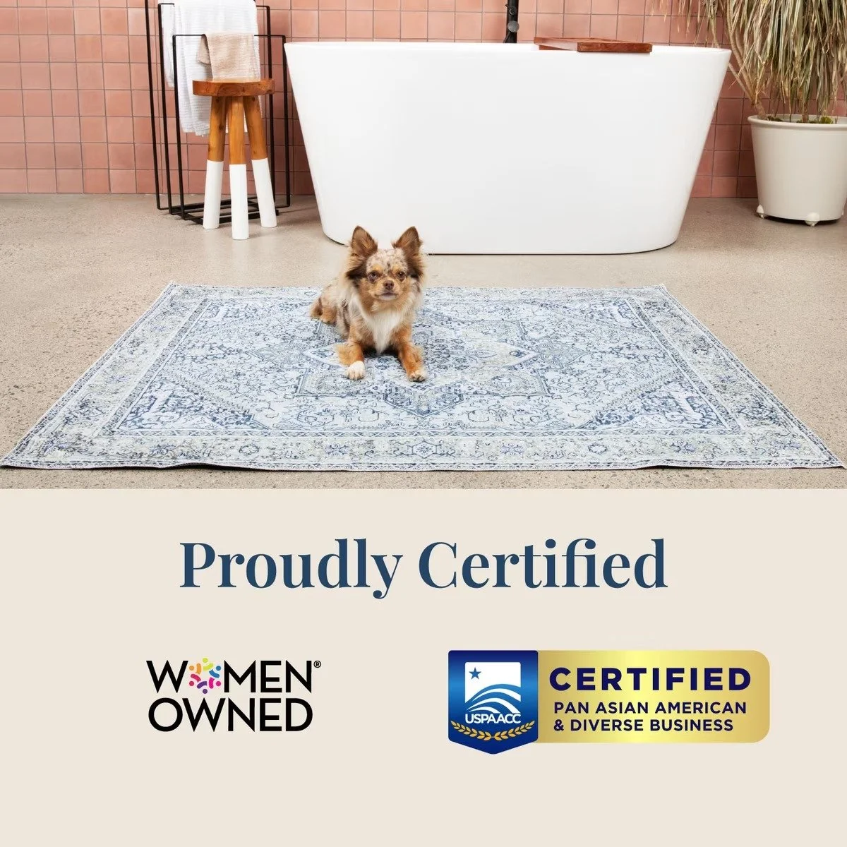 The Avalon Society multi-use waterproof pet mat in neutral gray Woven Sable crosshatch pattern (6).jpg