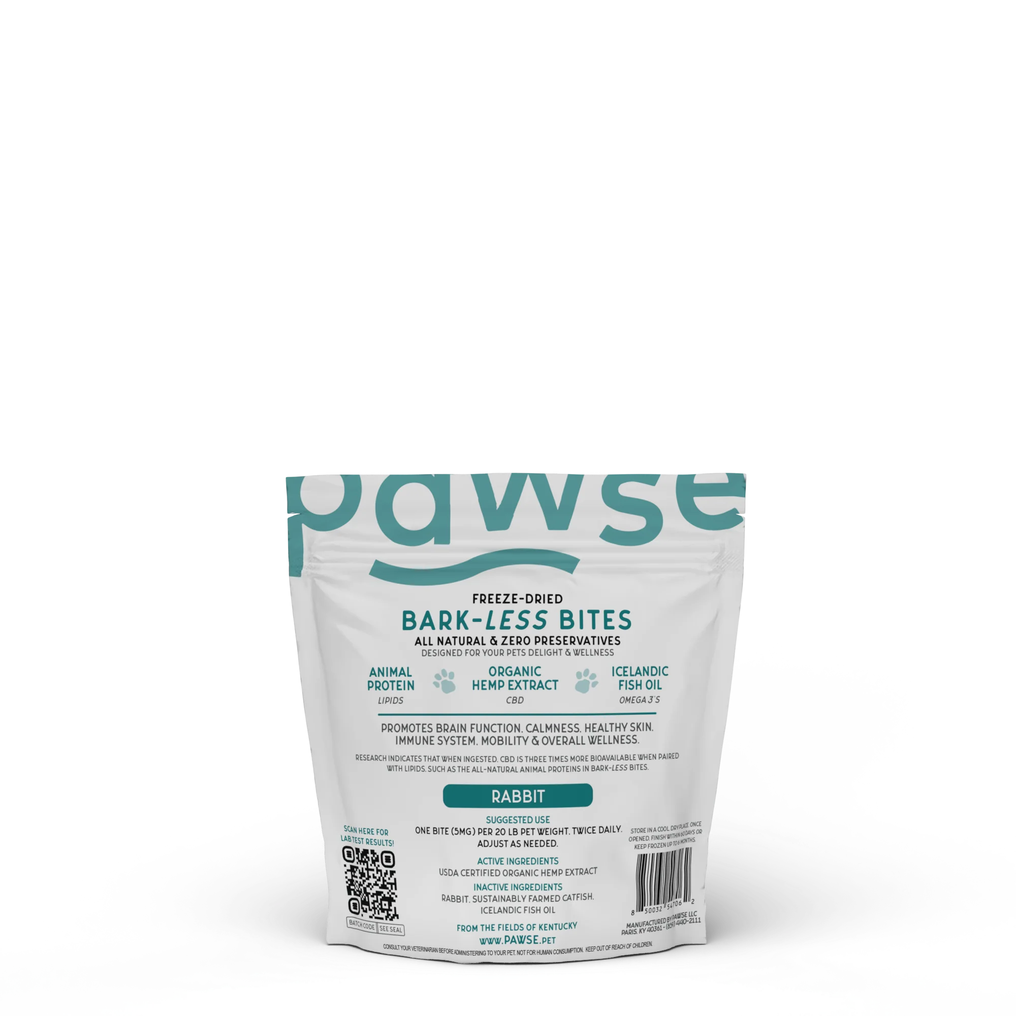 Pawse Bark Less Bites rabbit calming treats for dogs