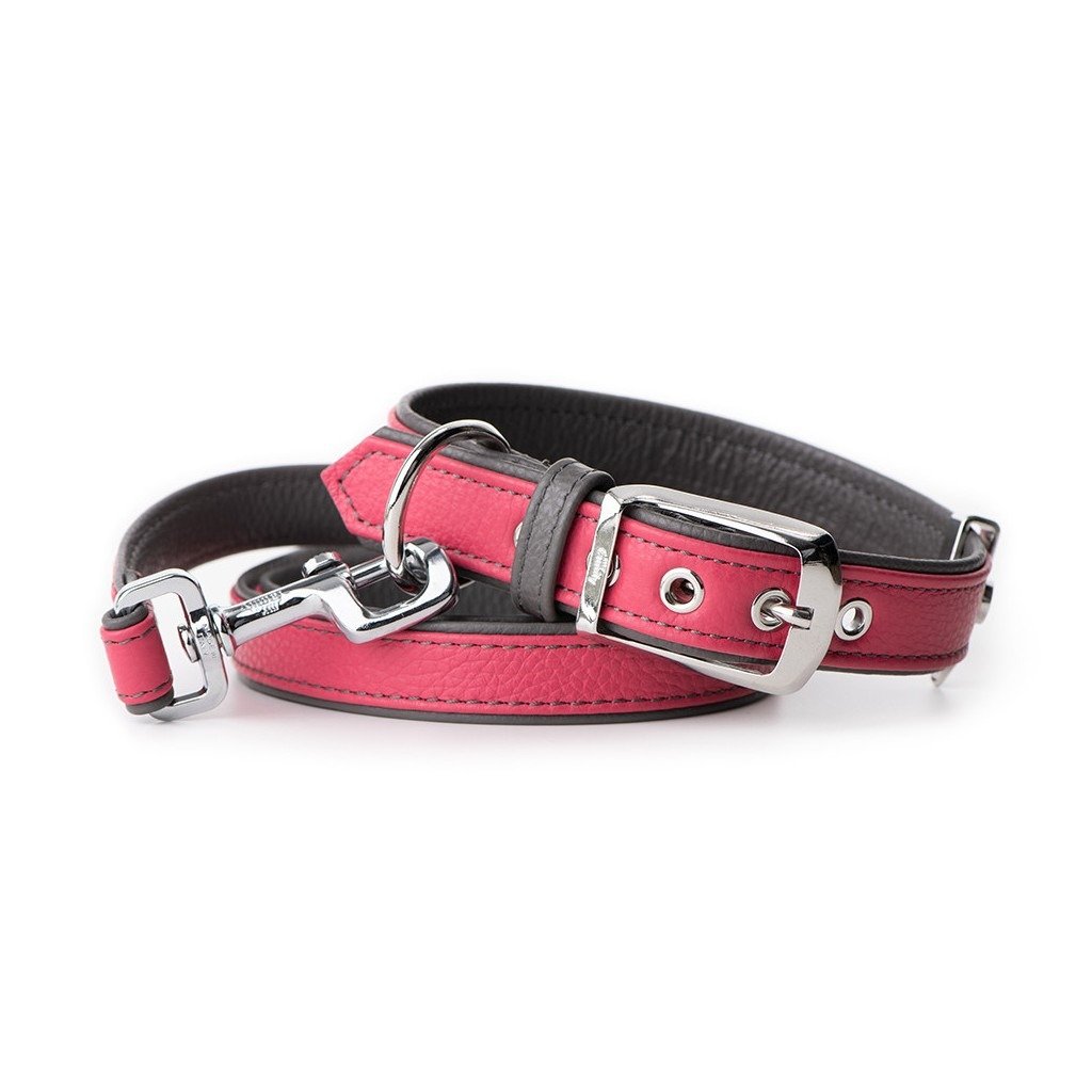 MyFamily Firenze fuchsia genuine leather dog collar