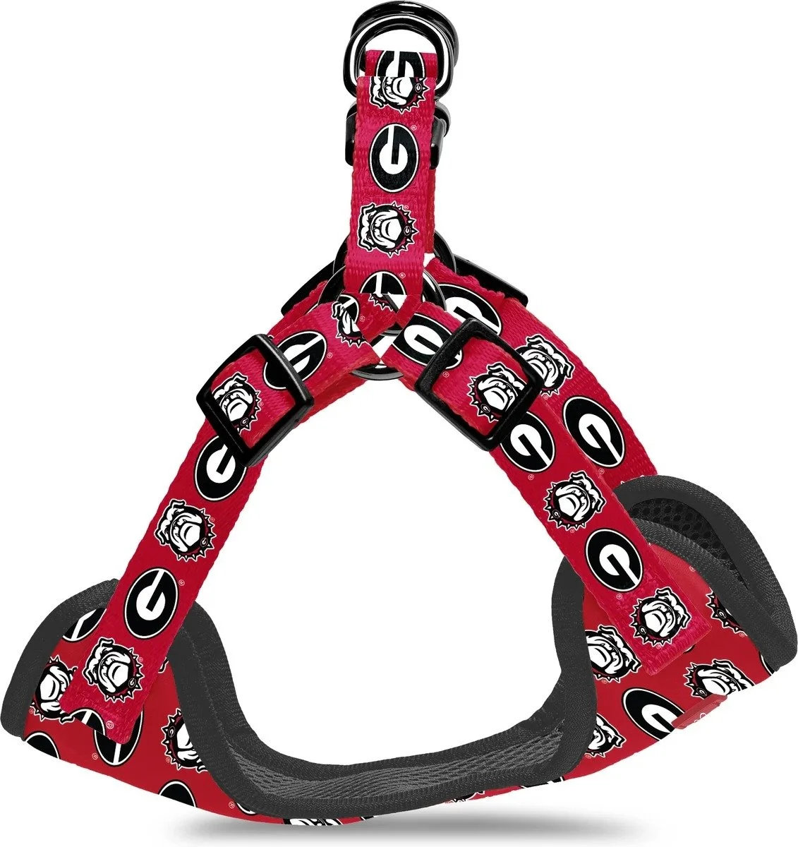 ShopInstaPets Georgia Bulldogs NCAA adjustable dog harness with red and black team logo graphics (2).jpg