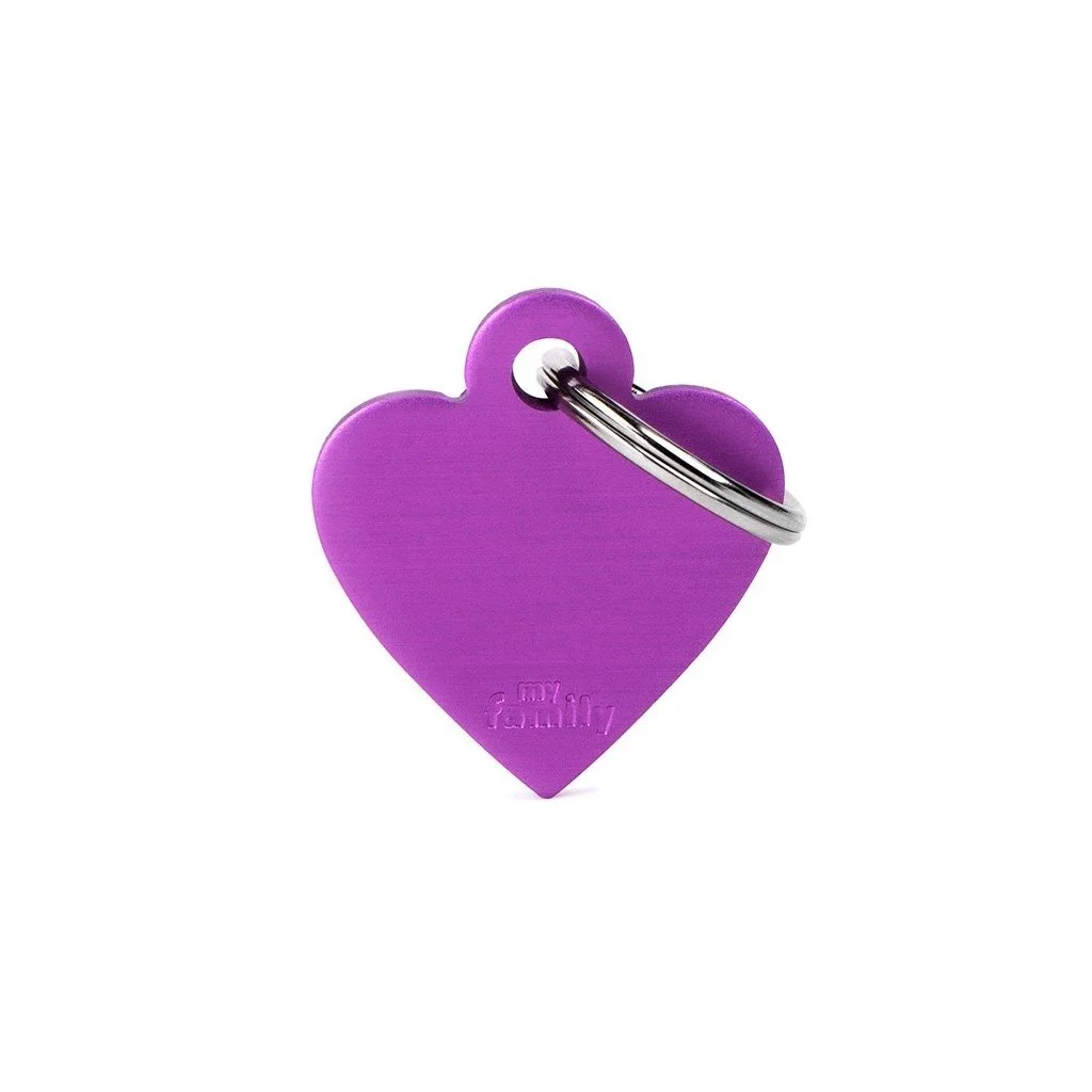 MyFamily Basic Small Heart ID Tag | Purple Aluminum