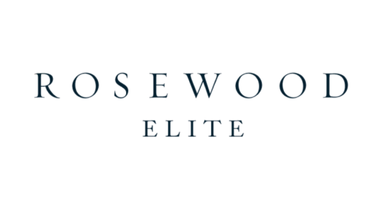 Logo with the text 'Rosewood Elite' in elegant font on a white background.