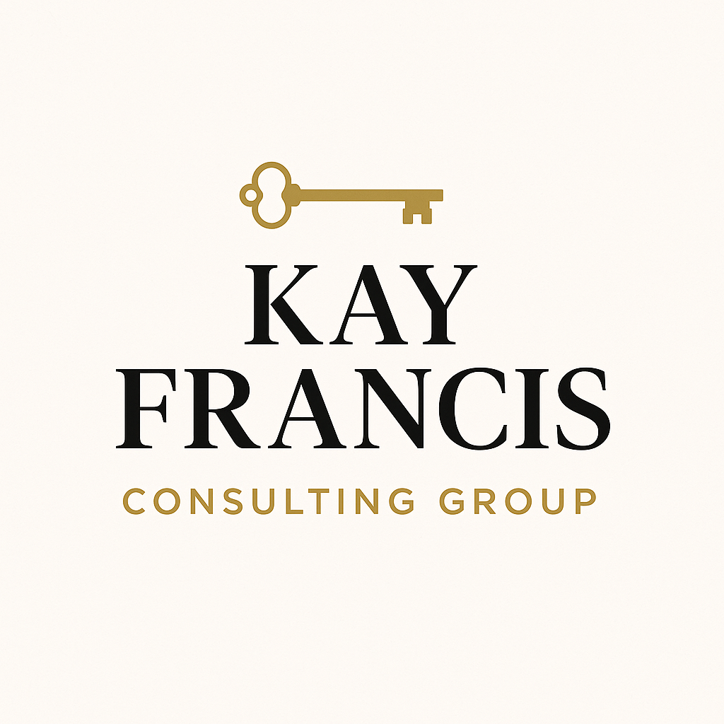 Logo for Kay Francis Consulting Group with a gold key icon above the company name