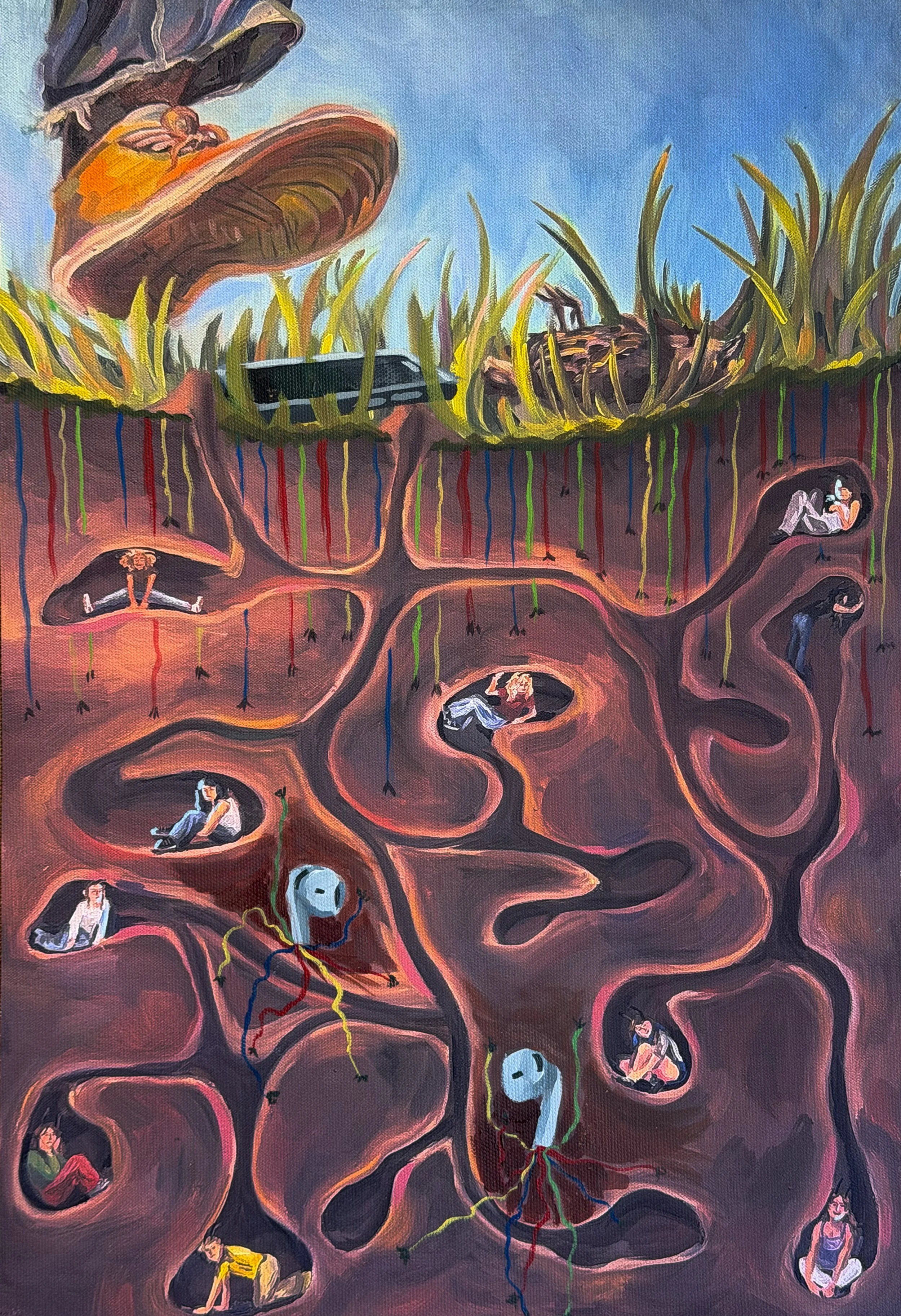 "Rooted" Oil and acrylic paint, 30 x 20 in