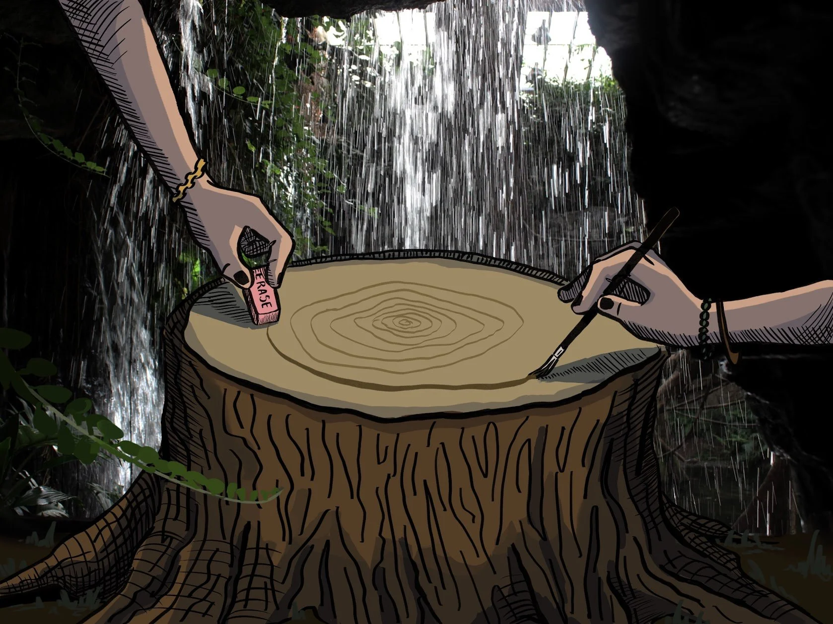 "Washed Away"
Digital illustration, 13 x 19 in