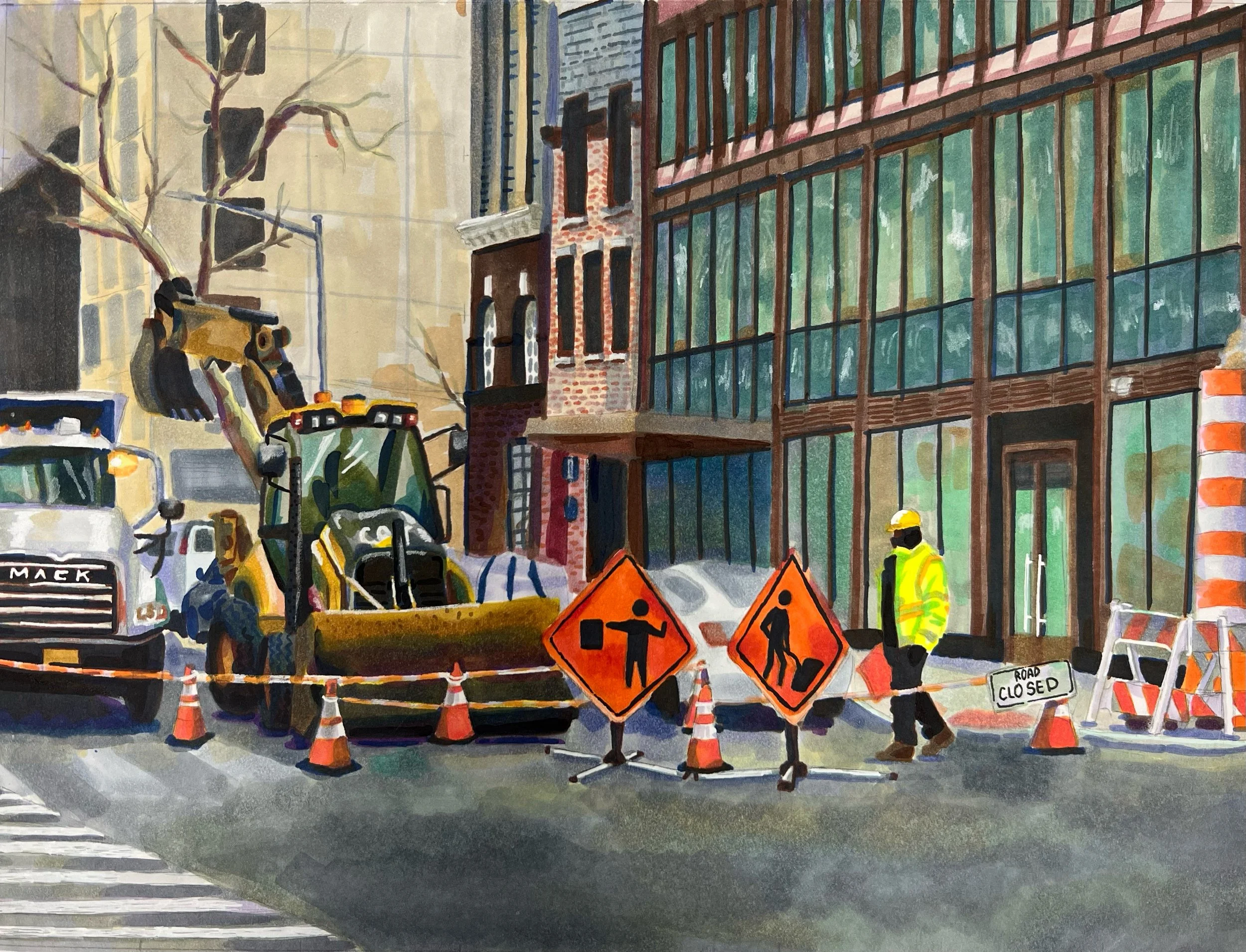 "Rebuilding"
Copic markers on Bristol paper, 9 x 12 in