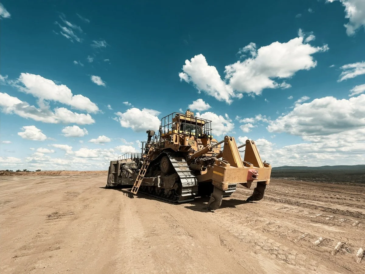 Massive dozer machine on dirt