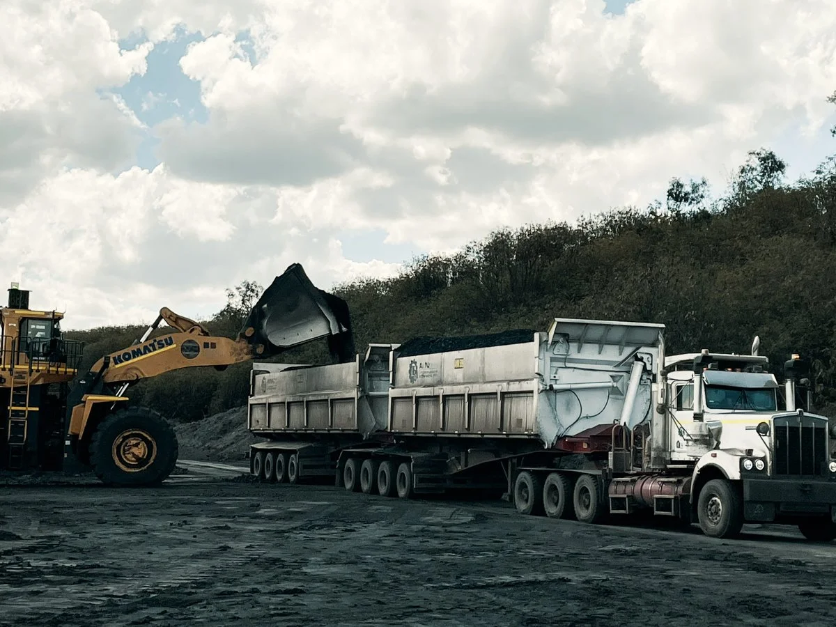 Coal getting put into a coal haulage truck