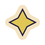 A simple graphic of a yellow star with a dark outline.