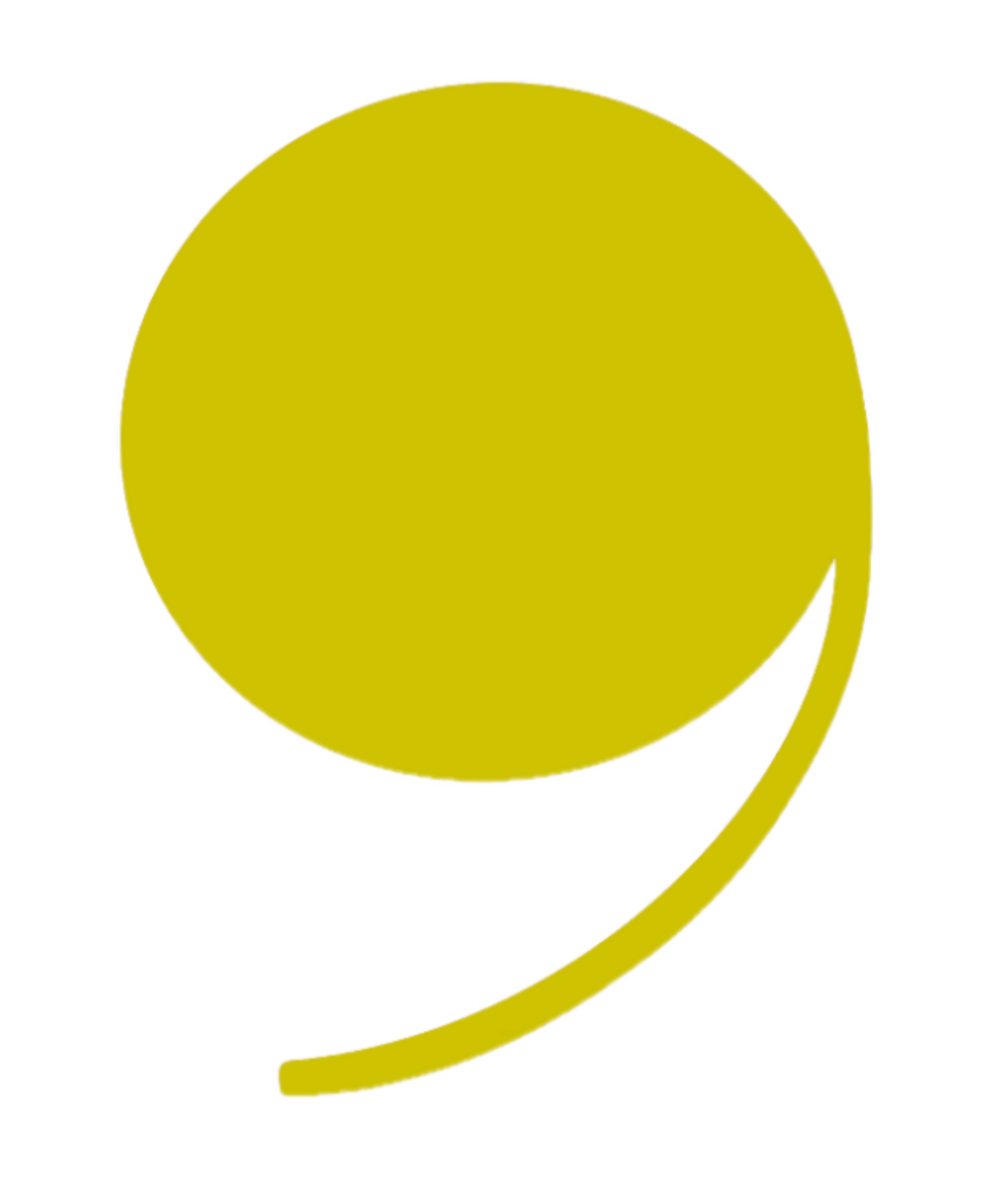 A stylized yellow-green apple with a curved stem, outlined in white, on a black background.