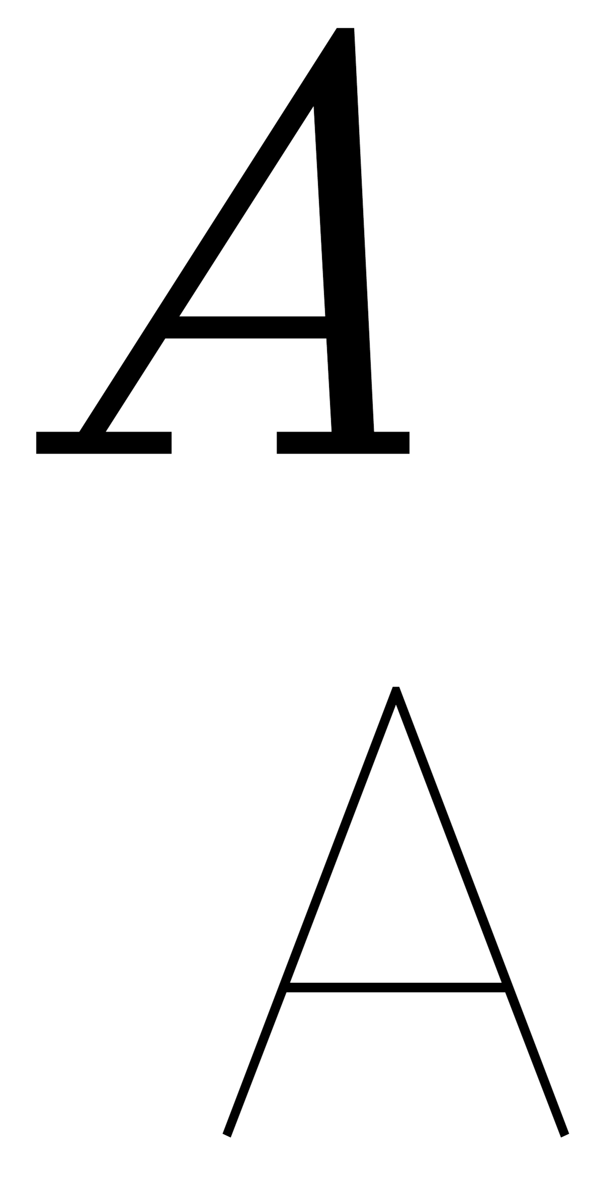 Outline of the letter A with a horizontal line crossing the middle, shown twice, once upright and once upside down.