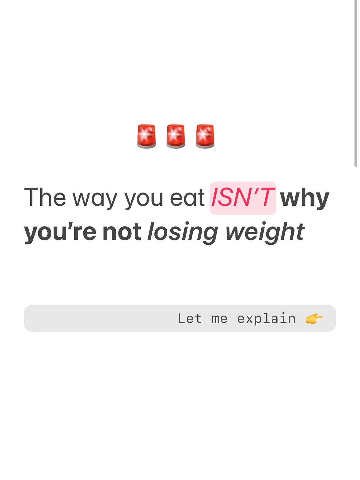 You&rsquo;re not stuck because you eat bad.

🤯 You&rsquo;re STUCK in the cycle ⤵️ 

&ldquo;Eating too much ➡️ eating too little ➡️ saying &ldquo;f**k it&rdquo; ➡️ repeat&rdquo;

No one ever taught you how to fix that part&mdash;so of course you feel
