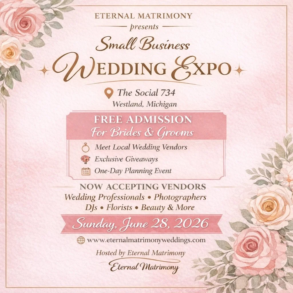 We are proud to announce&hellip; 💍
We&rsquo;re hosting our FIRST Small Business Wedding Expo!

Brides, Grooms, and Wedding Vendors &mdash; this one&rsquo;s for you!

📍 The Social 734 | Westland, MI
📅 Sunday, June 28th, 2026

✨ FREE registration fo