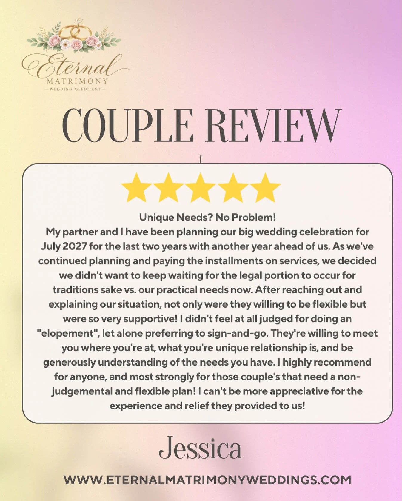We love reviews from our couples 💒💍
Let us marry you! Find us on @weddingwire &amp; @theknot 

#WeddingOfficiants #Michigan #MetroDetroit #WeddingExpo #Detroit