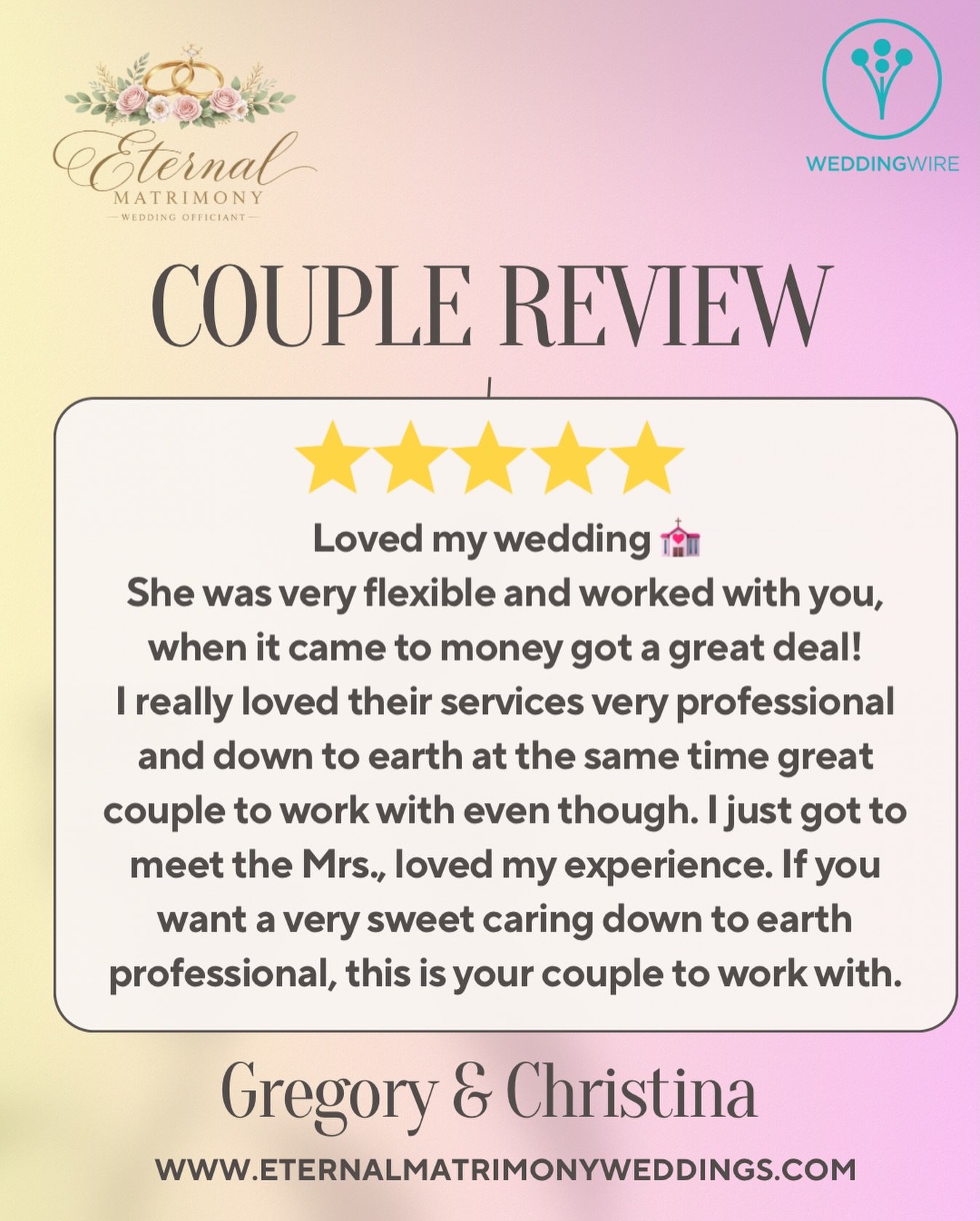 Thank you, Greg &amp; Christina! We love what we do and grateful for the bonds that we have made with our couples 💍 #weddingofficiant #michigan #detroit #wedding