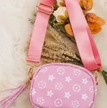 Pink Star Printed Mini Purse with Wide Strap