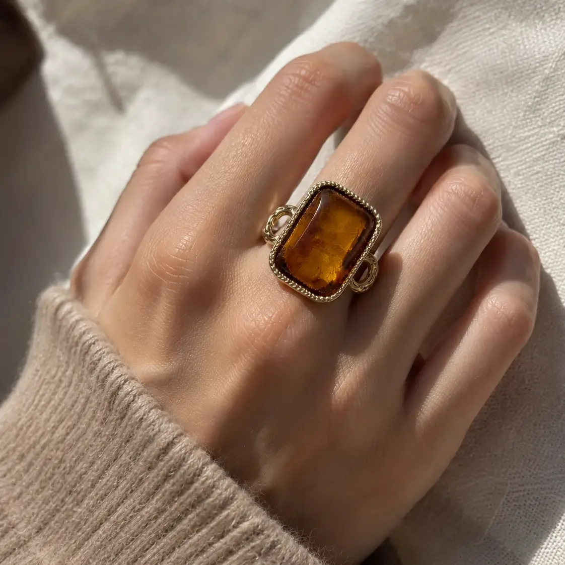 Vintage Framed Resin Stone Statement Ring