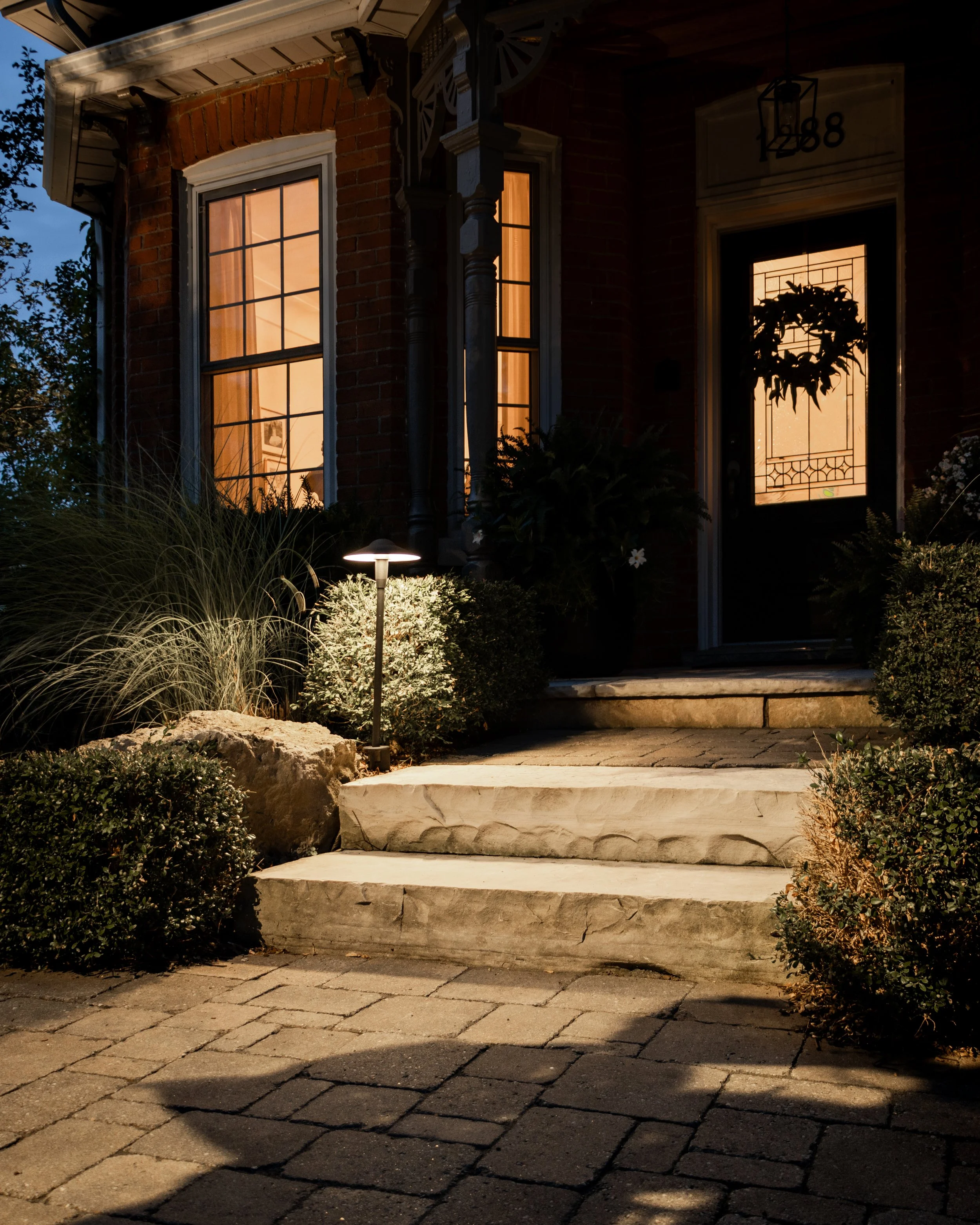 Brock Road, front porch & low voltage lighting