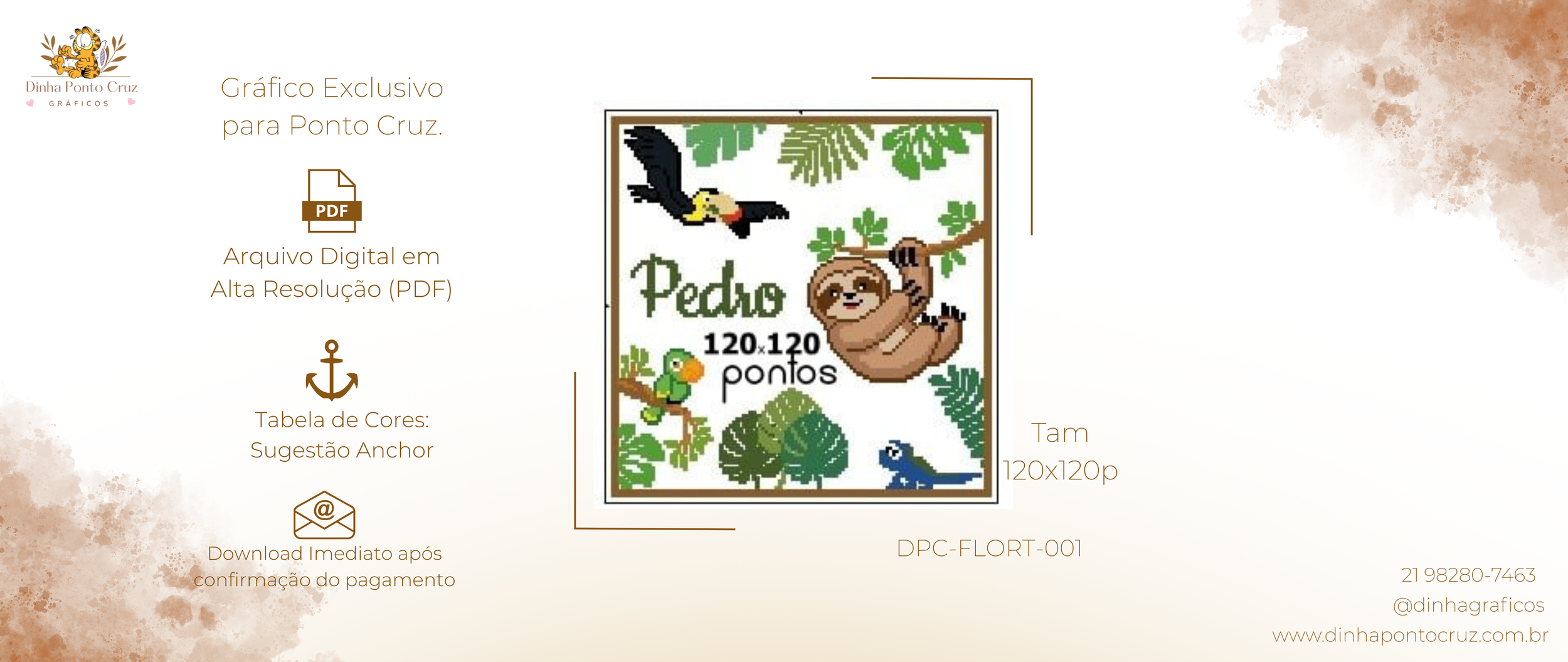 Gráfico Ponto Cruz - Animais do Safari