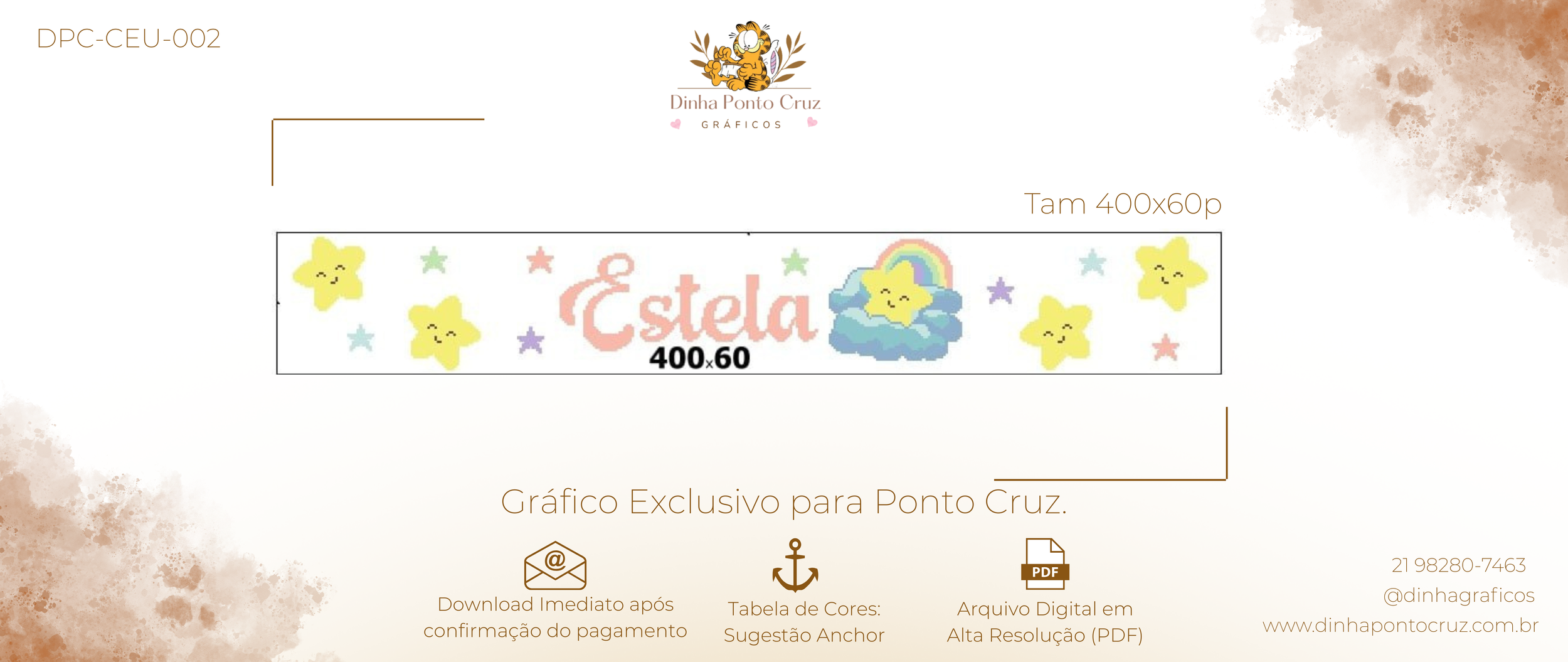 Gráfico Ponto Cruz - Estela Céu Banho