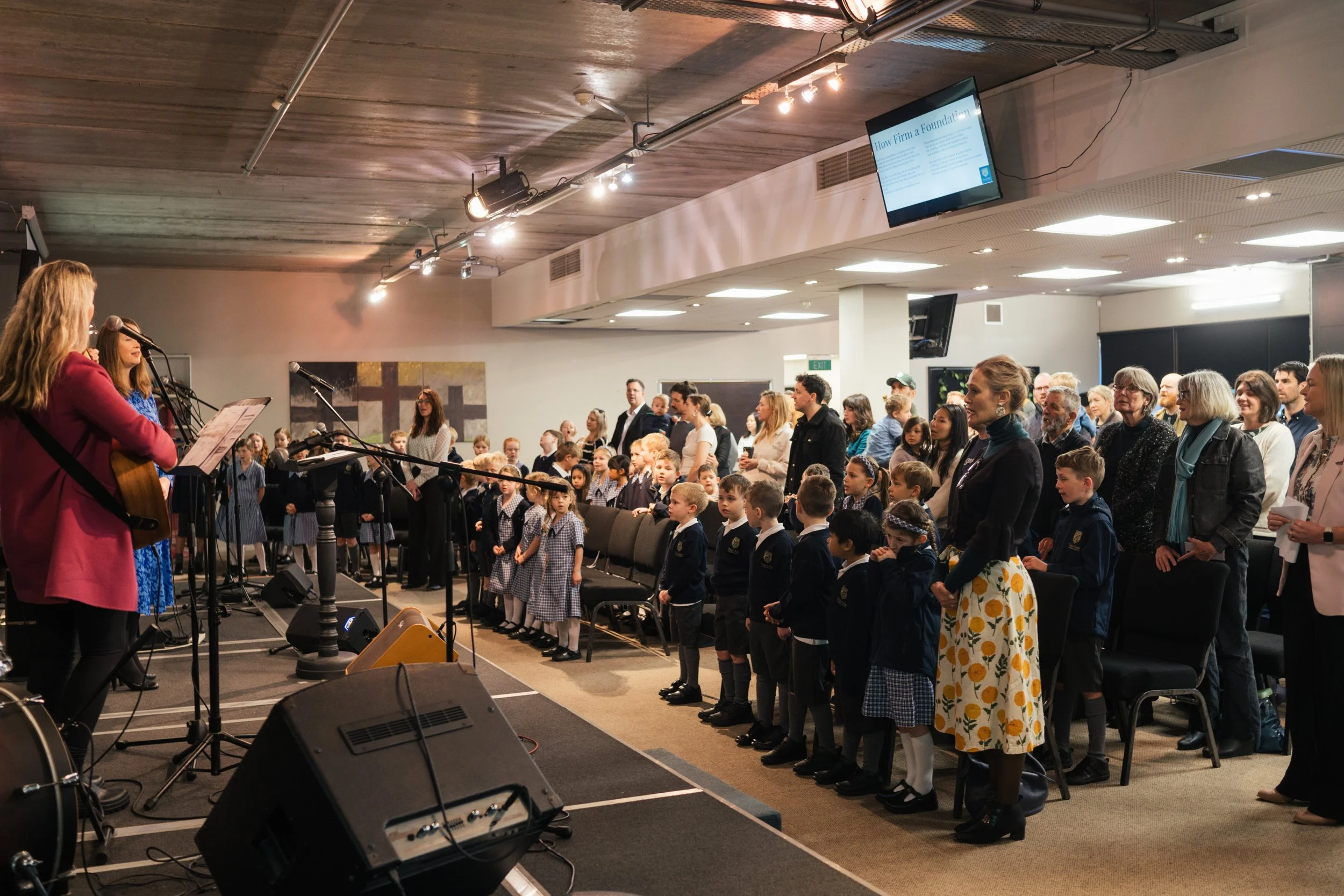 Twin Oaks Classical School students and teachers participating in singing