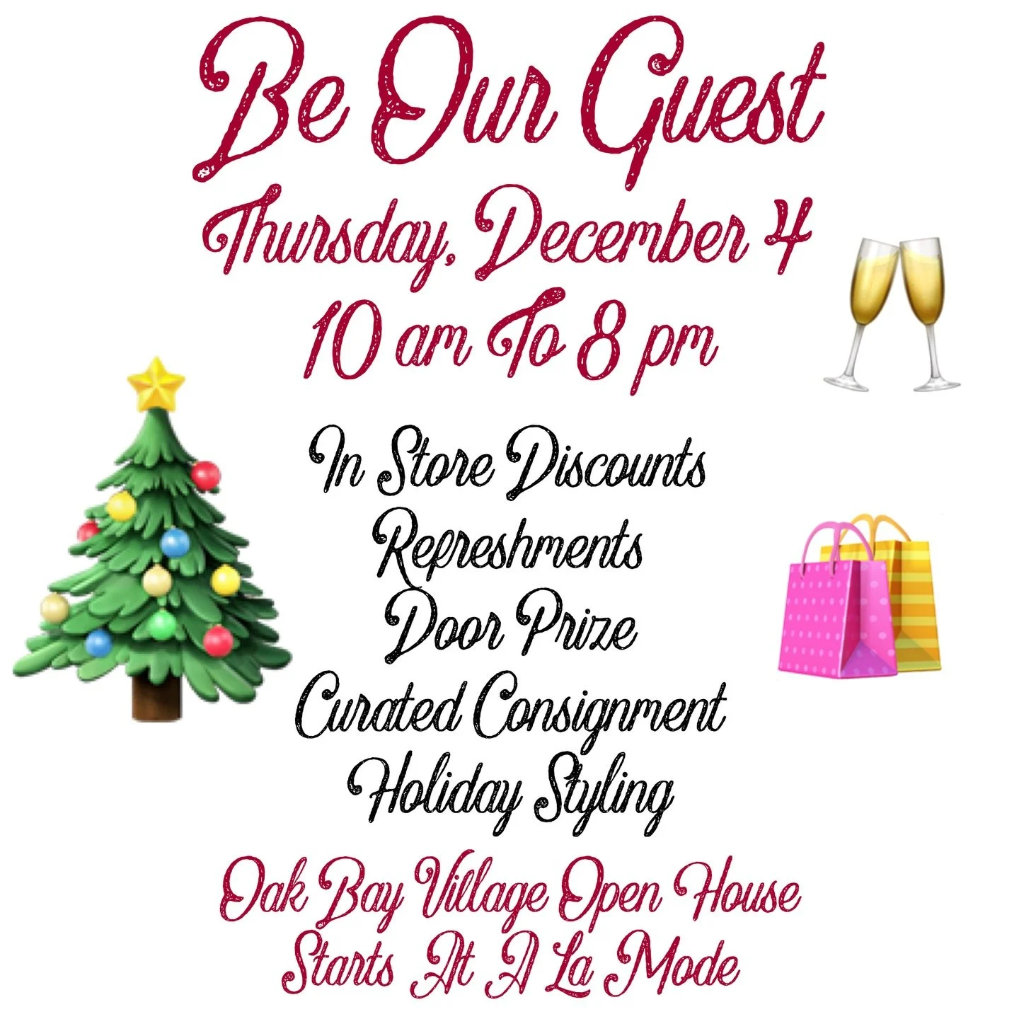 Be Our Guest @alamodeconsignment and take in the wonder that is Oak Bay Avenue during the holiday season!
Thursday, December 4, 10 am to 8 pm
Join us and our friends @ivysbookshop and @theavenuegallery and other Oak Bay Merchants.
We will be offering