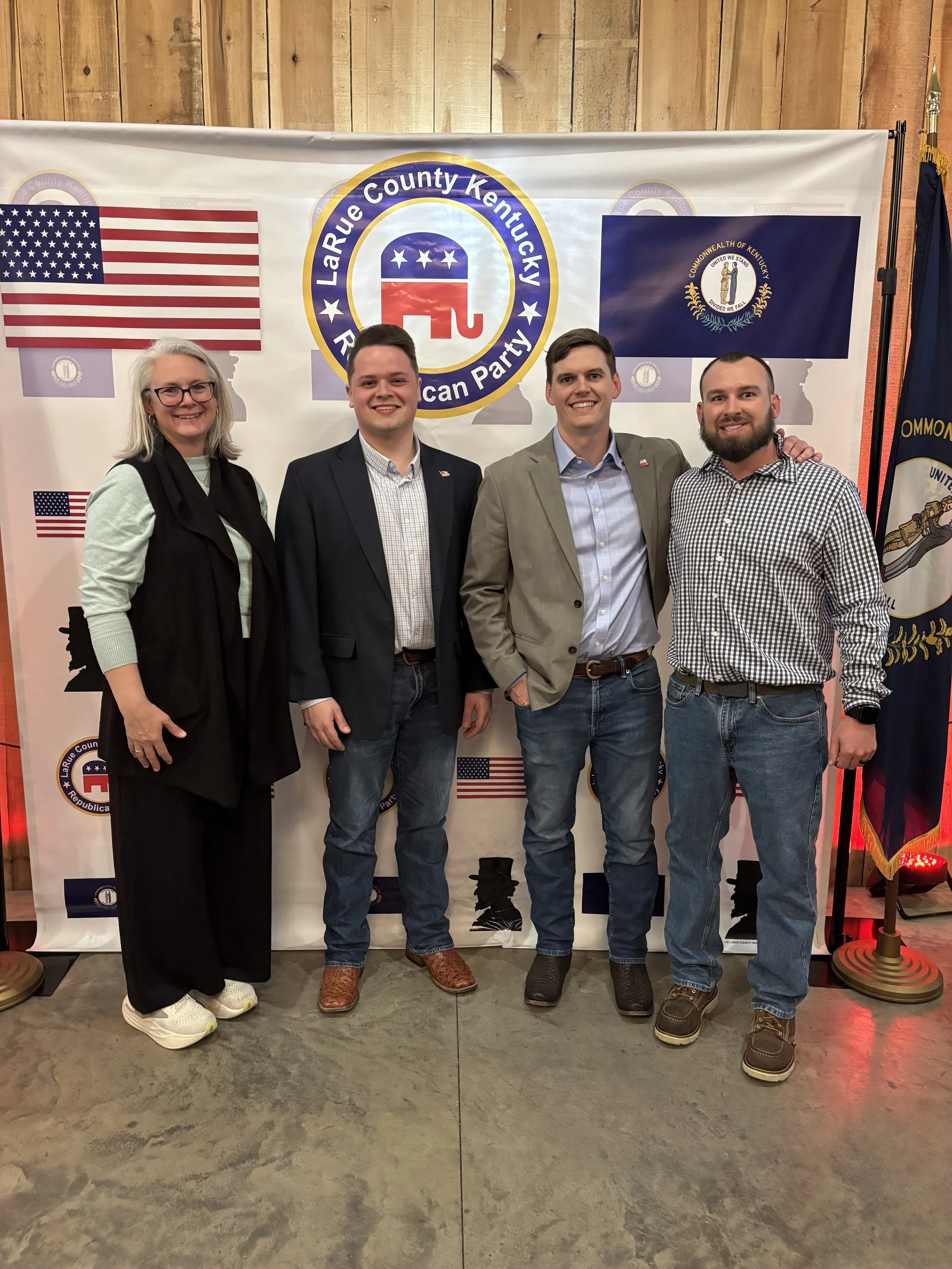 (L-R) Misty Bivens, Treasurer; Isaiah Pruitt, Vice Chair; Cody Williams, Chair; Kris Sutherland, Young Republicans Chair